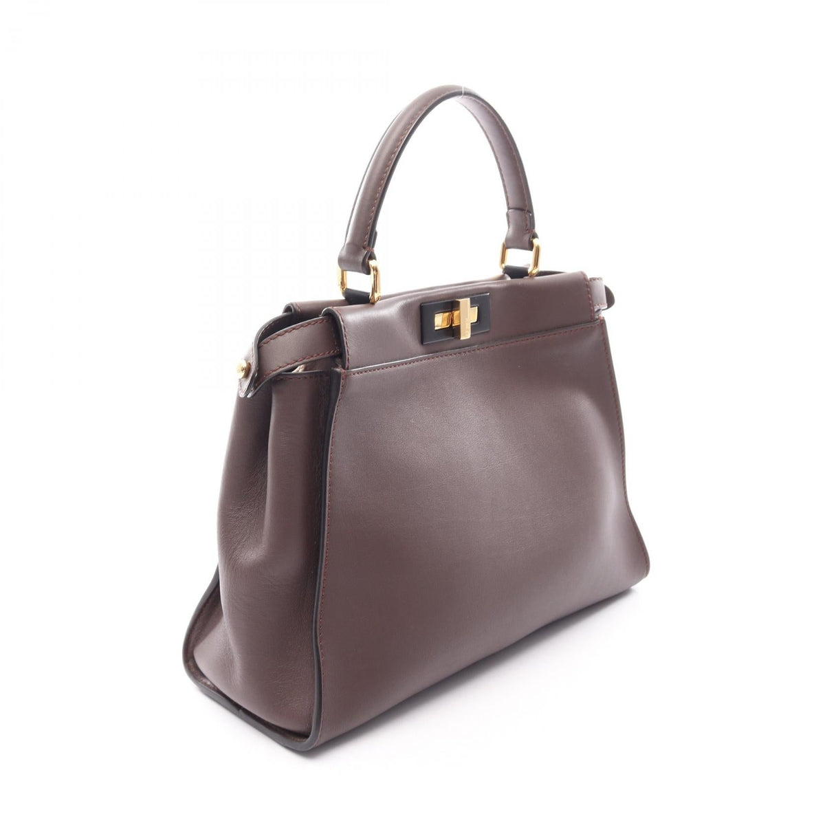 FENDI Peek-a-boo regular Handbag Brown leather 8BN290 2120900124656