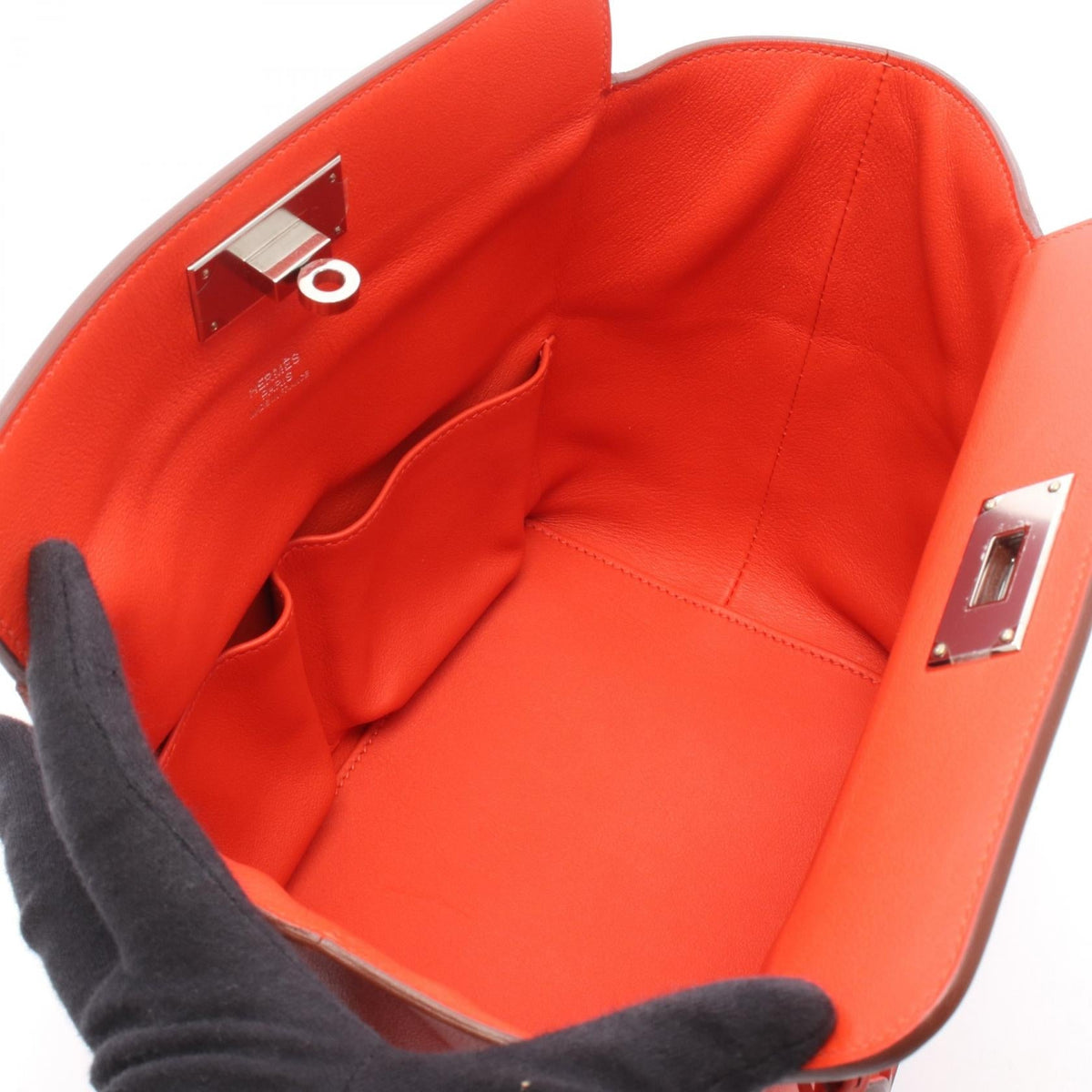 HERMES Toolbox 20 HandbagCapucine Capucine Red Vaux Swift leather leather Calfskin (cowhide) Vaux Swift leather 2101219975276