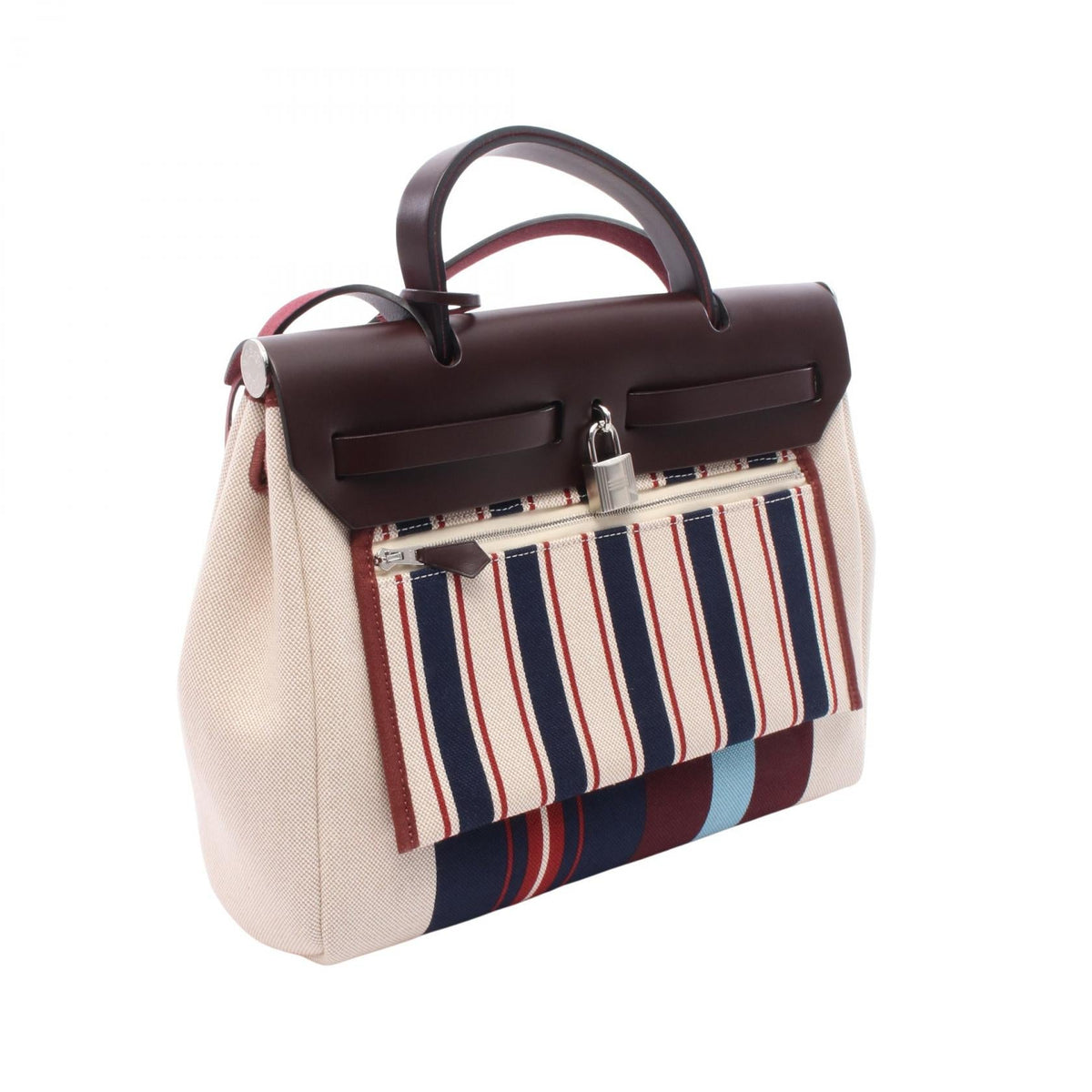 HERMES Airbag Zip PM Rouge seller HandbagBeige Beige Beige/Brown/Multicolor Vache leather hunter Other Toile H Plume / Vache leather Hunter 2120900129590