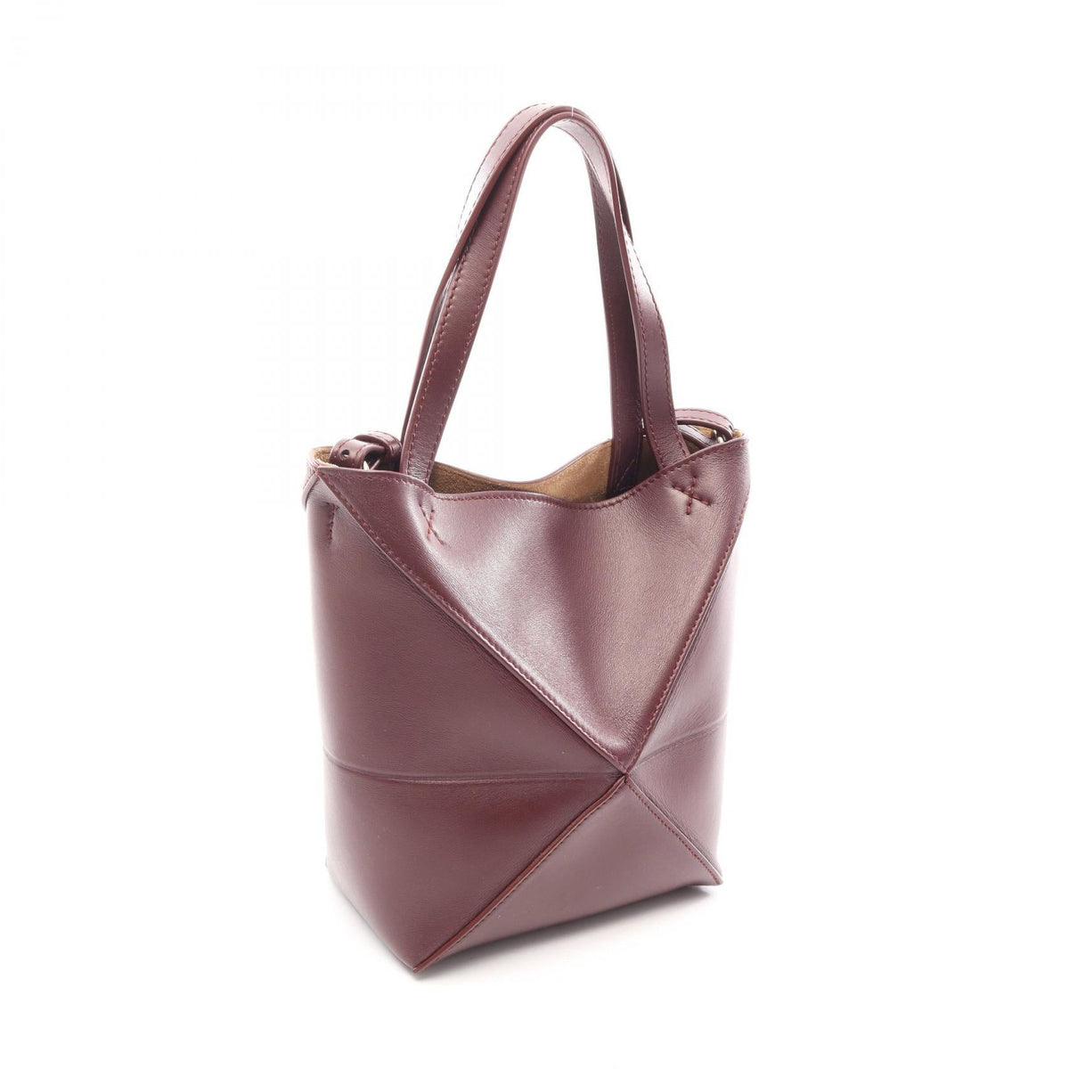 LOEWE PUZZLE FOLD TOTE MINI (2-Way Tote Bag) Handbag Bordeaux leather 2120900133740