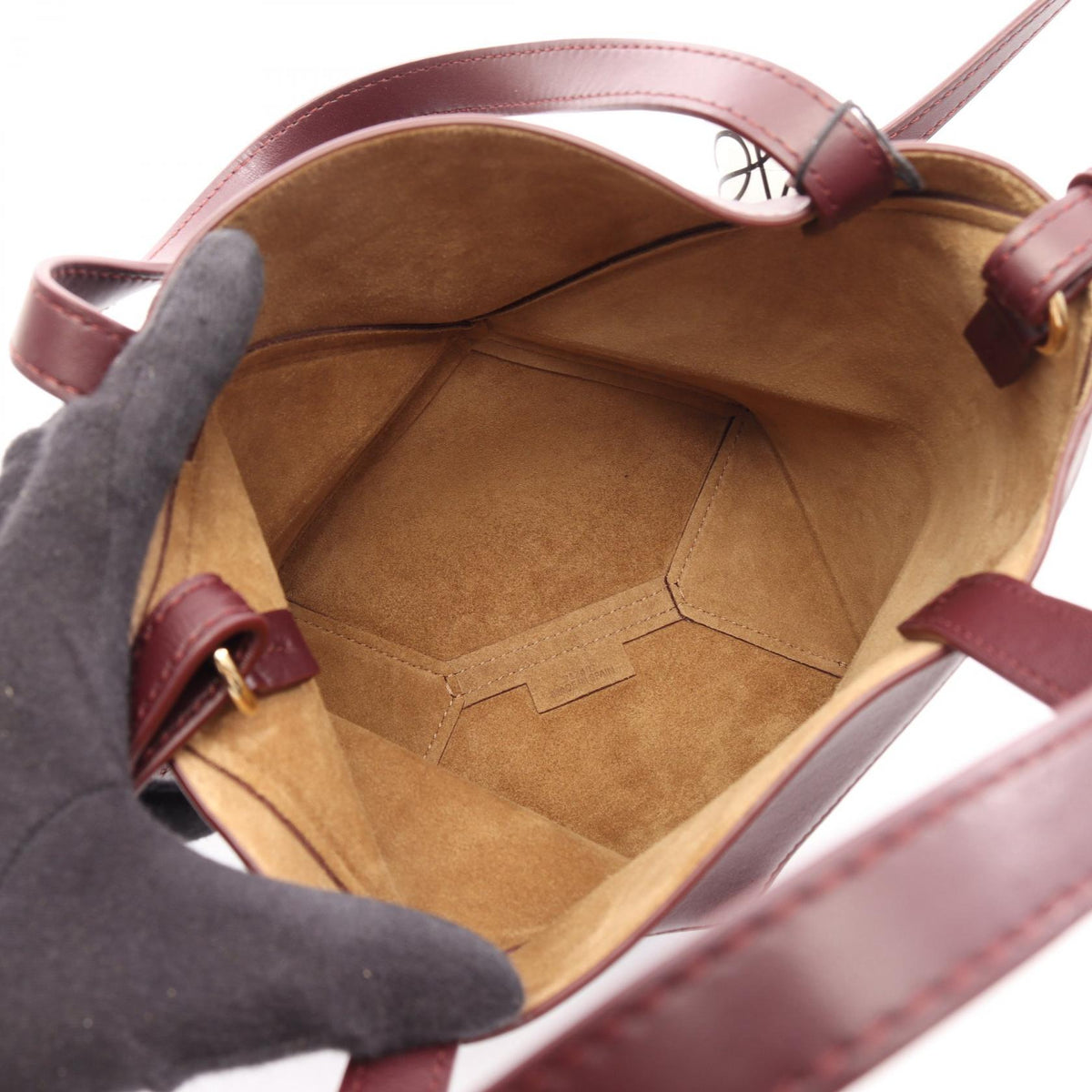 LOEWE PUZZLE FOLD TOTE MINI (2-Way Tote Bag) Handbag Bordeaux leather 2120900133740