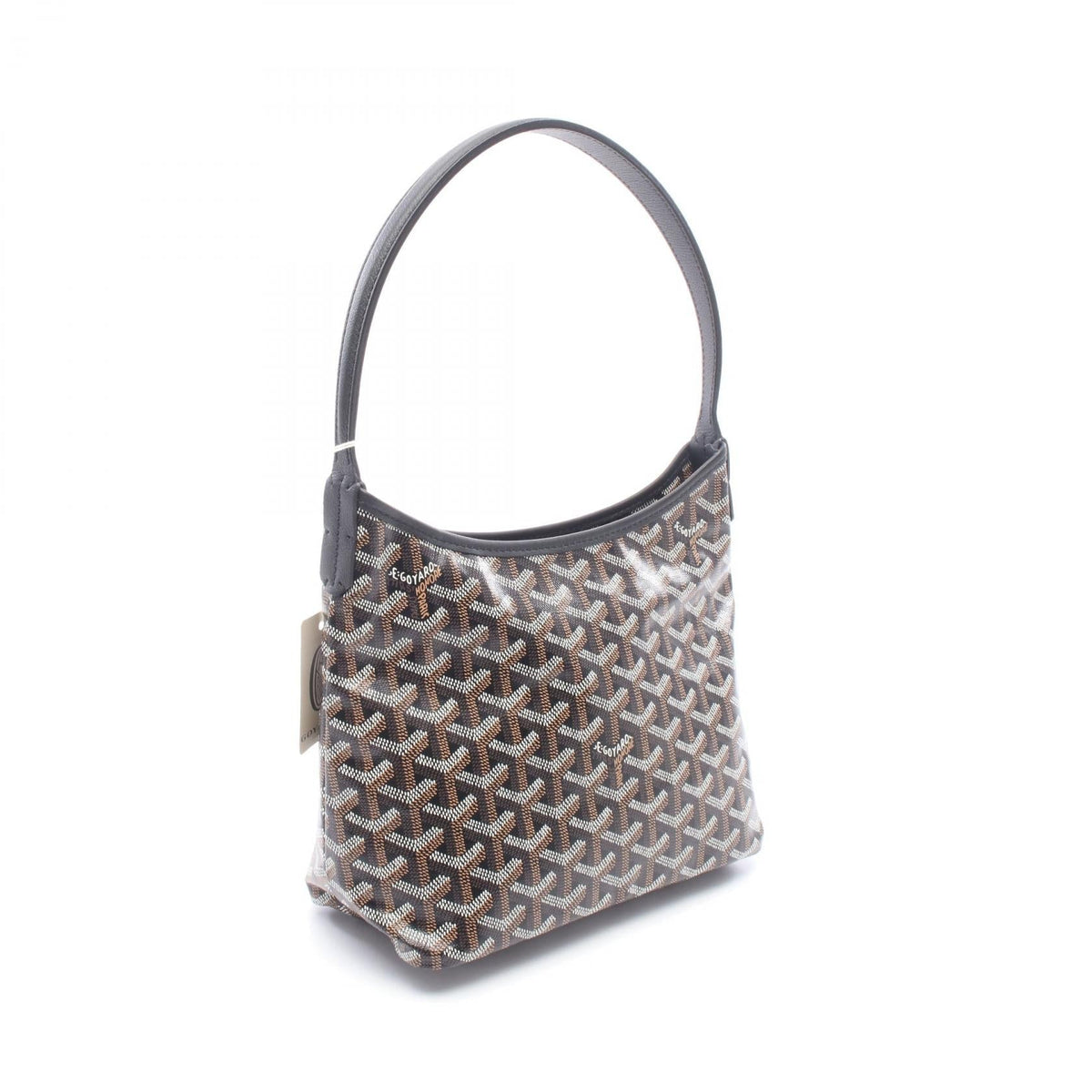 GOYARD Boheme Mini Hobo Bag Handbag Black/White/Brown PVC coated canvas leather 2106800643329