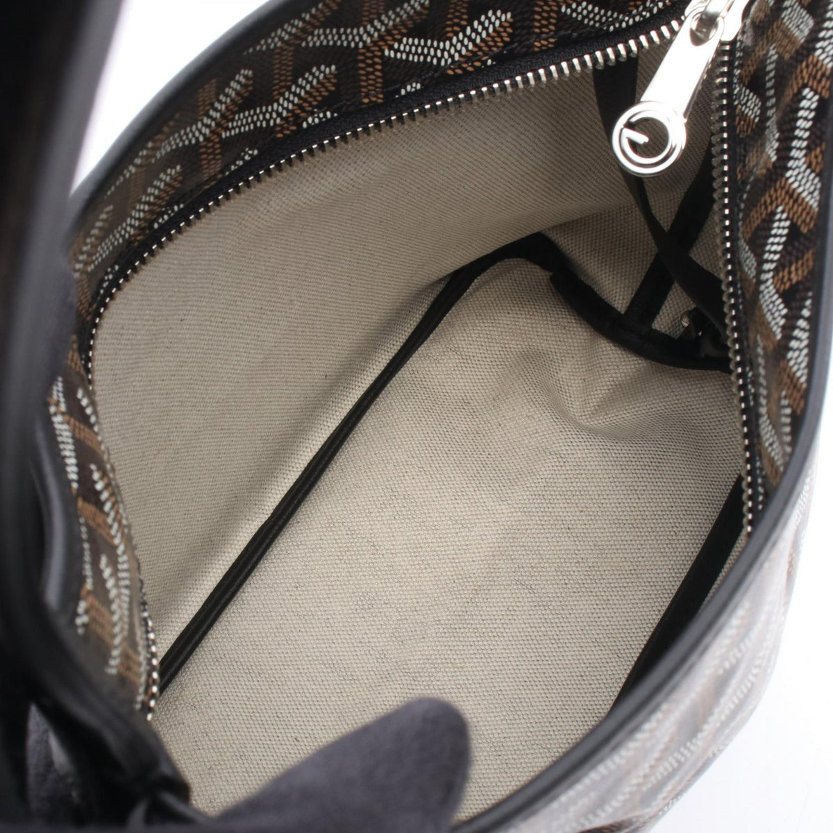 GOYARD Boheme Mini Hobo Bag Handbag Black/White/Brown PVC coated canvas leather 2106800643329