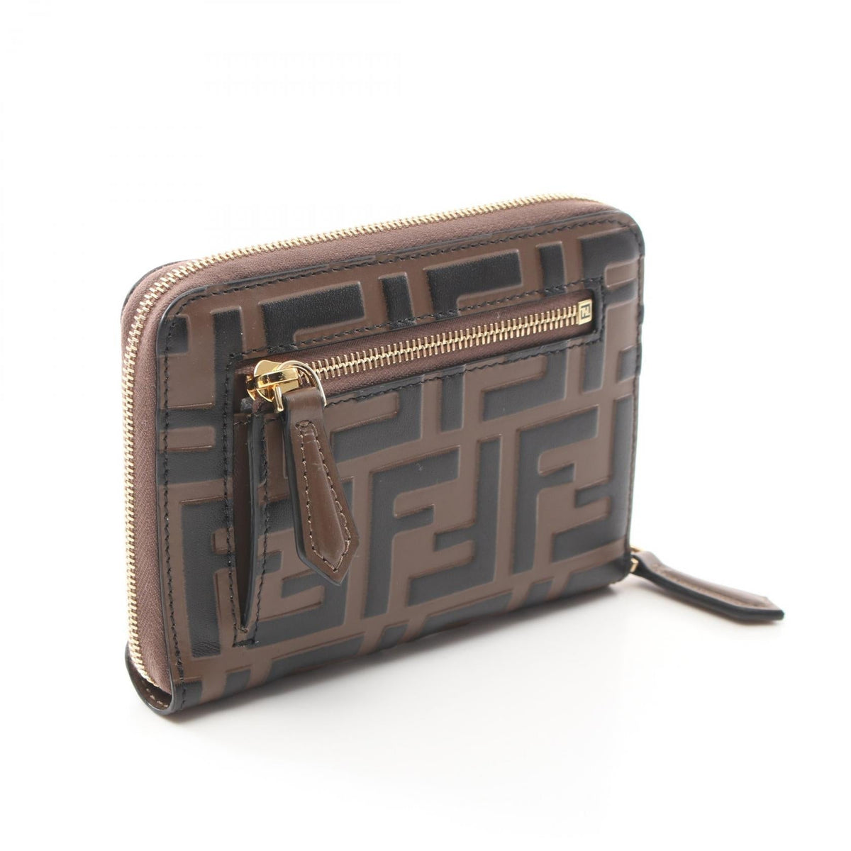 FENDI FF Diamond Round wallet Brown/Black leather 8M0508ADYMF13VK 2101220155728
