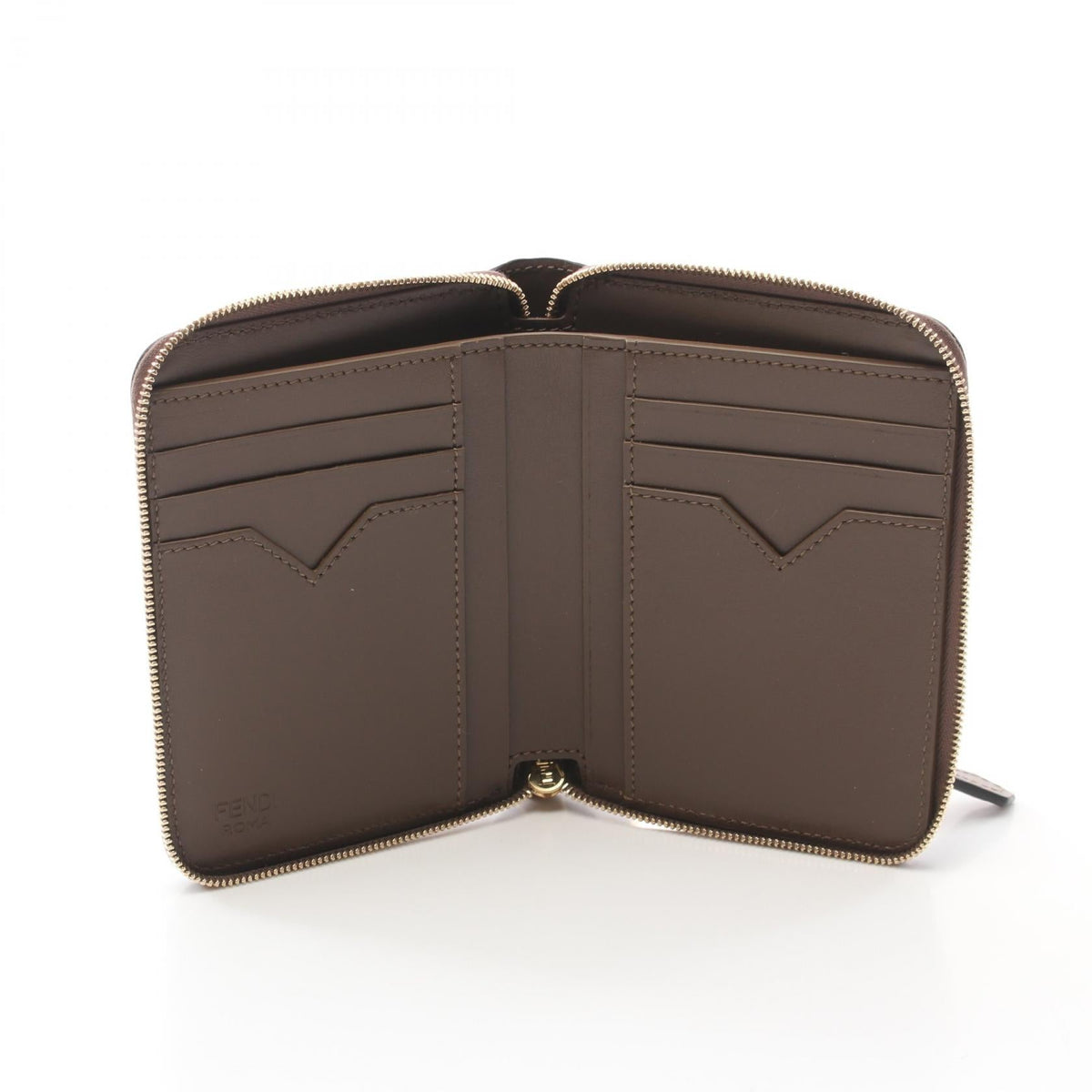 FENDI FF Diamond Round wallet Brown/Black leather 8M0508ADYMF13VK 2101220155728