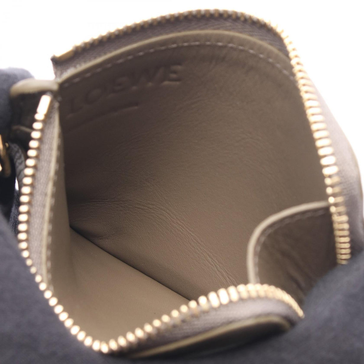LOEWE Anagram Square Coin Card Holder with Keyring coin purse Gray leather C821SQLX033170 2101220148706