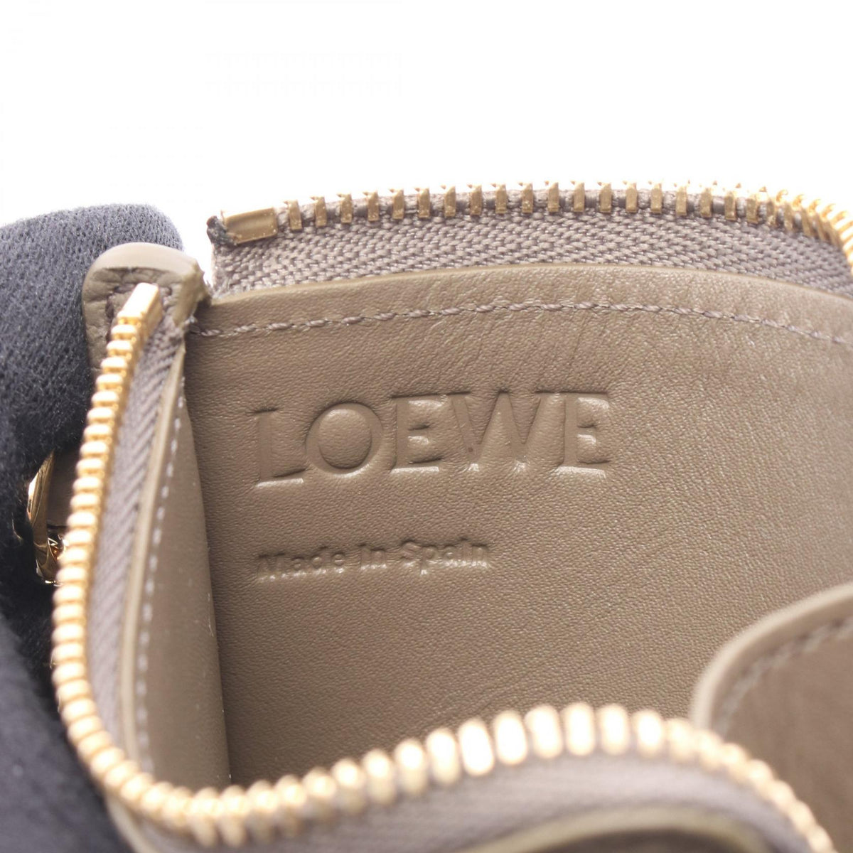 LOEWE Anagram Square Coin Card Holder with Keyring coin purse Gray leather C821SQLX033170 2101220148706