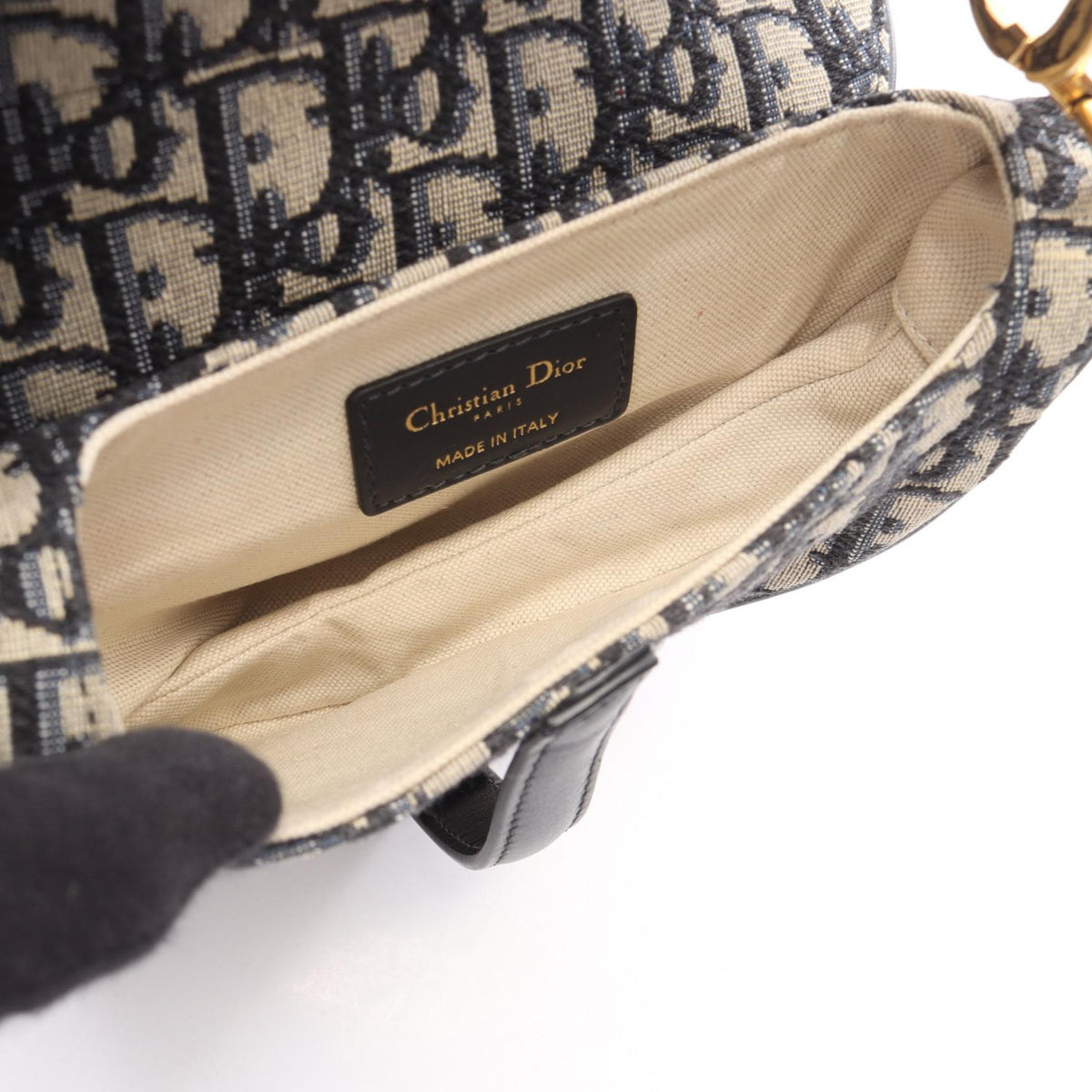Dior Mini Saddlebag in Oblique Jacquard Handbag Beige/Navy canvas�leather 2101220132118