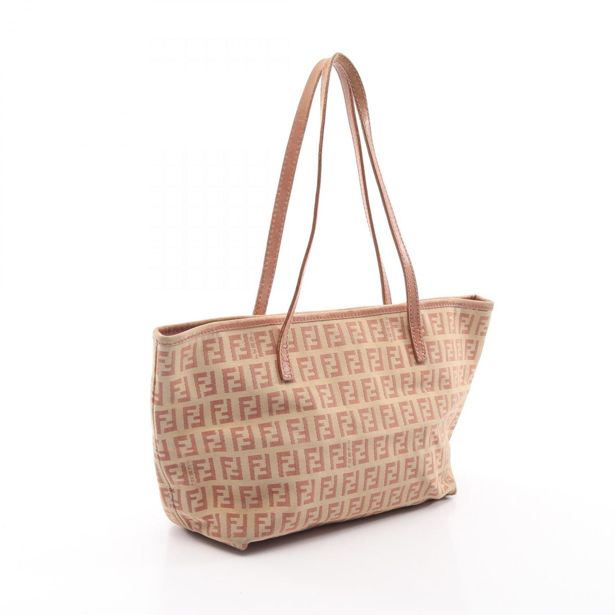 FENDI Zucchino Tote Bag Beige/Pink canvas�leather 8BH075 2101220095215