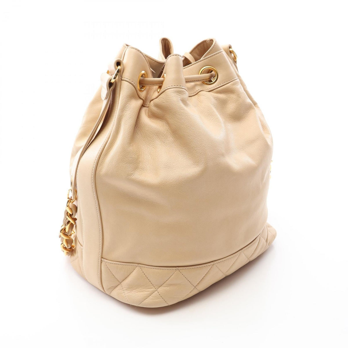 CHANEL Beige Coco Charm drawstring pouch included Lambskin (sheep leather) 2101220130008