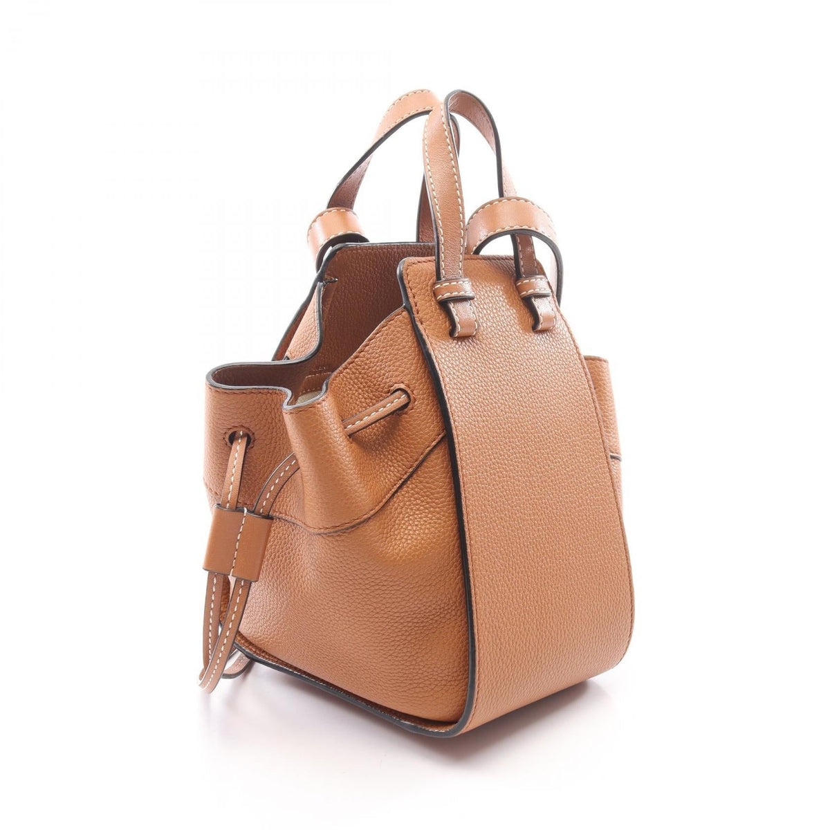 LOEWE Hammock Drawstring Bag Mini 2WAY Handbag Brown leather 2101220126940