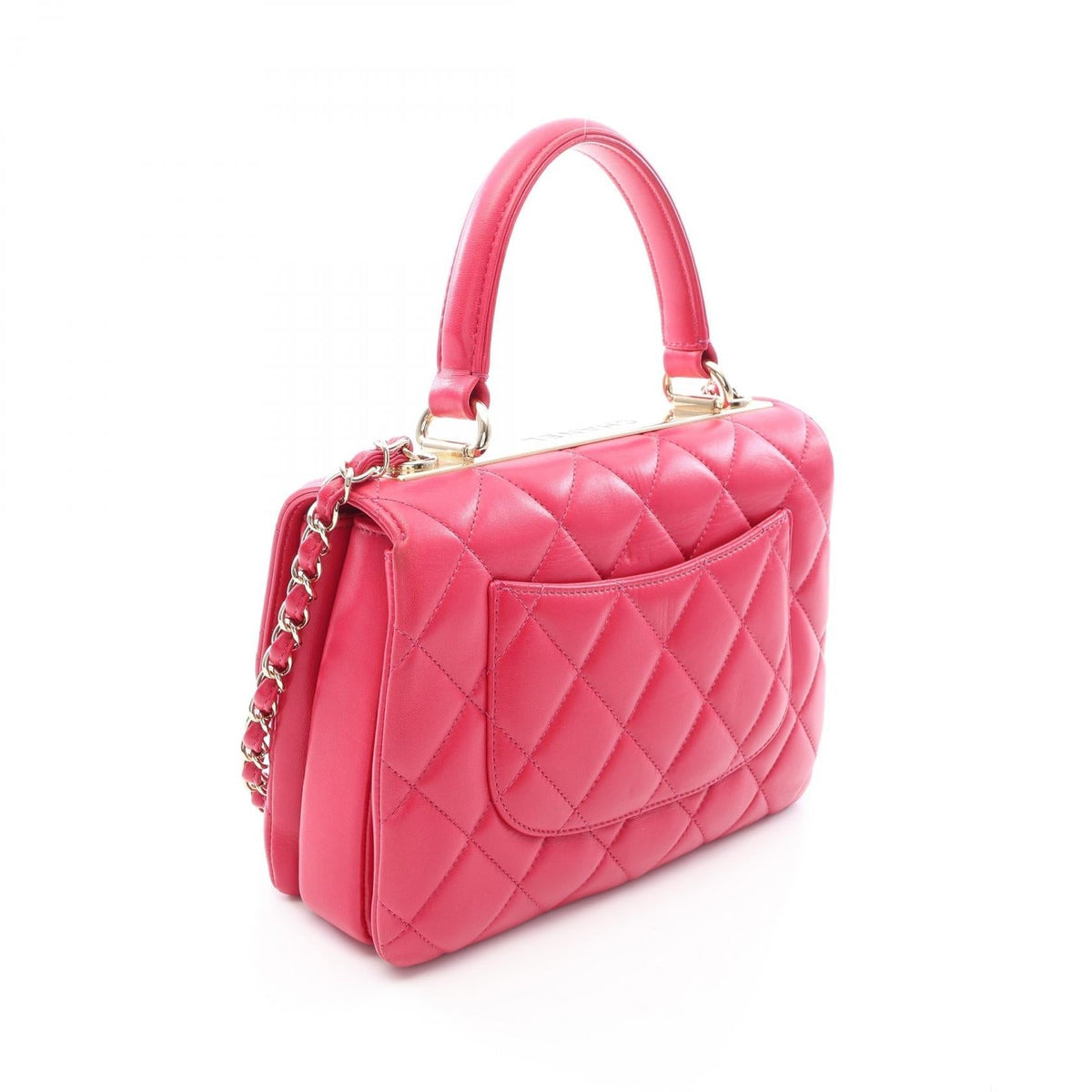 CHANEL Pink Trendy CC Shoulder Bag Small Top Handle Flap 2WAY Lambskin (sheep leather) A92236 2104102536349