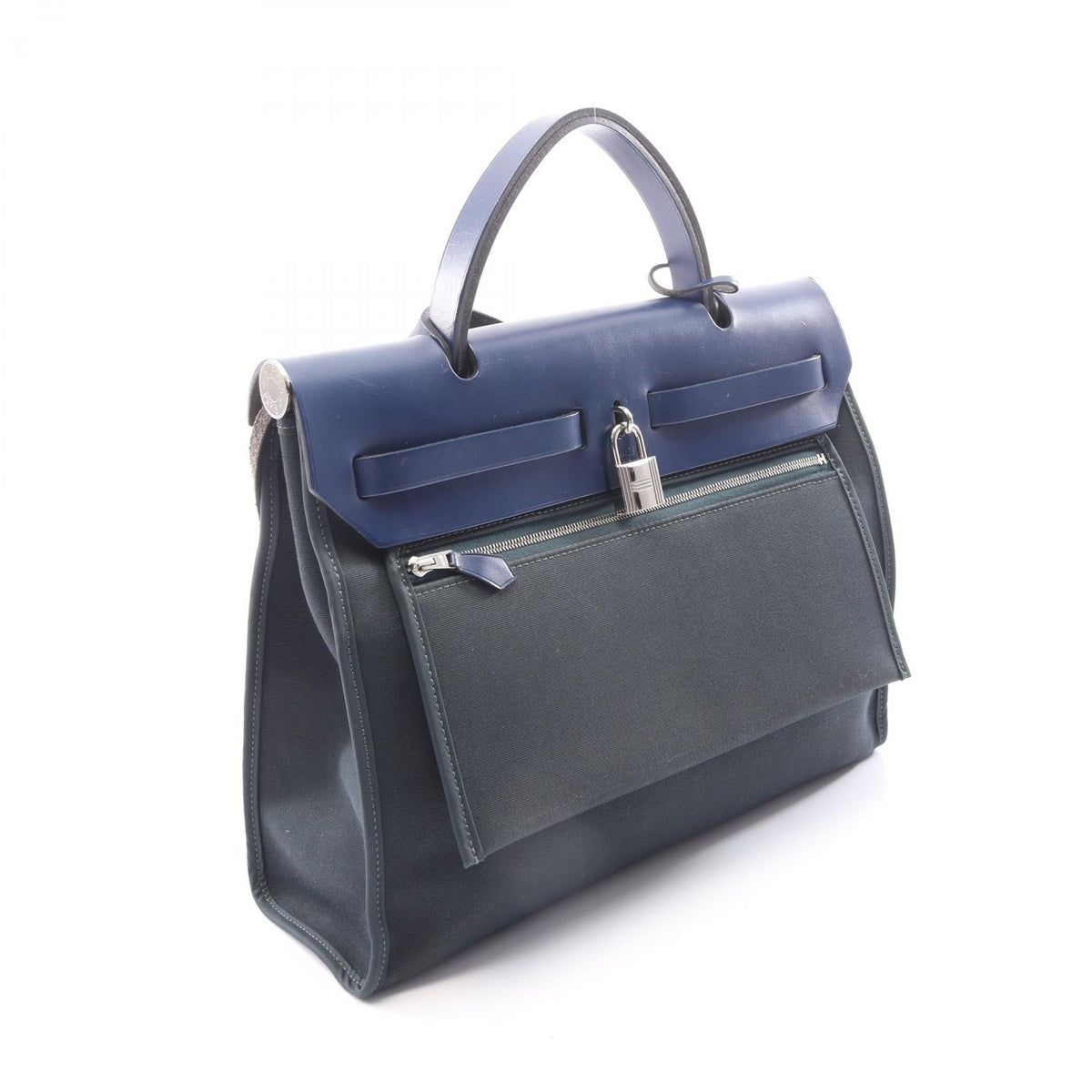 HERMES Alebag Zip PM 2WAY HandbagBlue saphir Blue saphir Green/Blue/Blue de presse Toile officier canvas Toile officier / Vache leather hunter 2101220141813