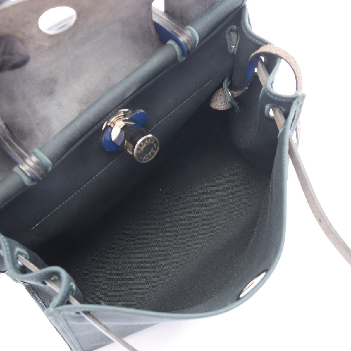 HERMES Alebag Zip PM 2WAY HandbagBlue saphir Blue saphir Green/Blue/Blue de presse Toile officier canvas Toile officier / Vache leather hunter 2101220141813