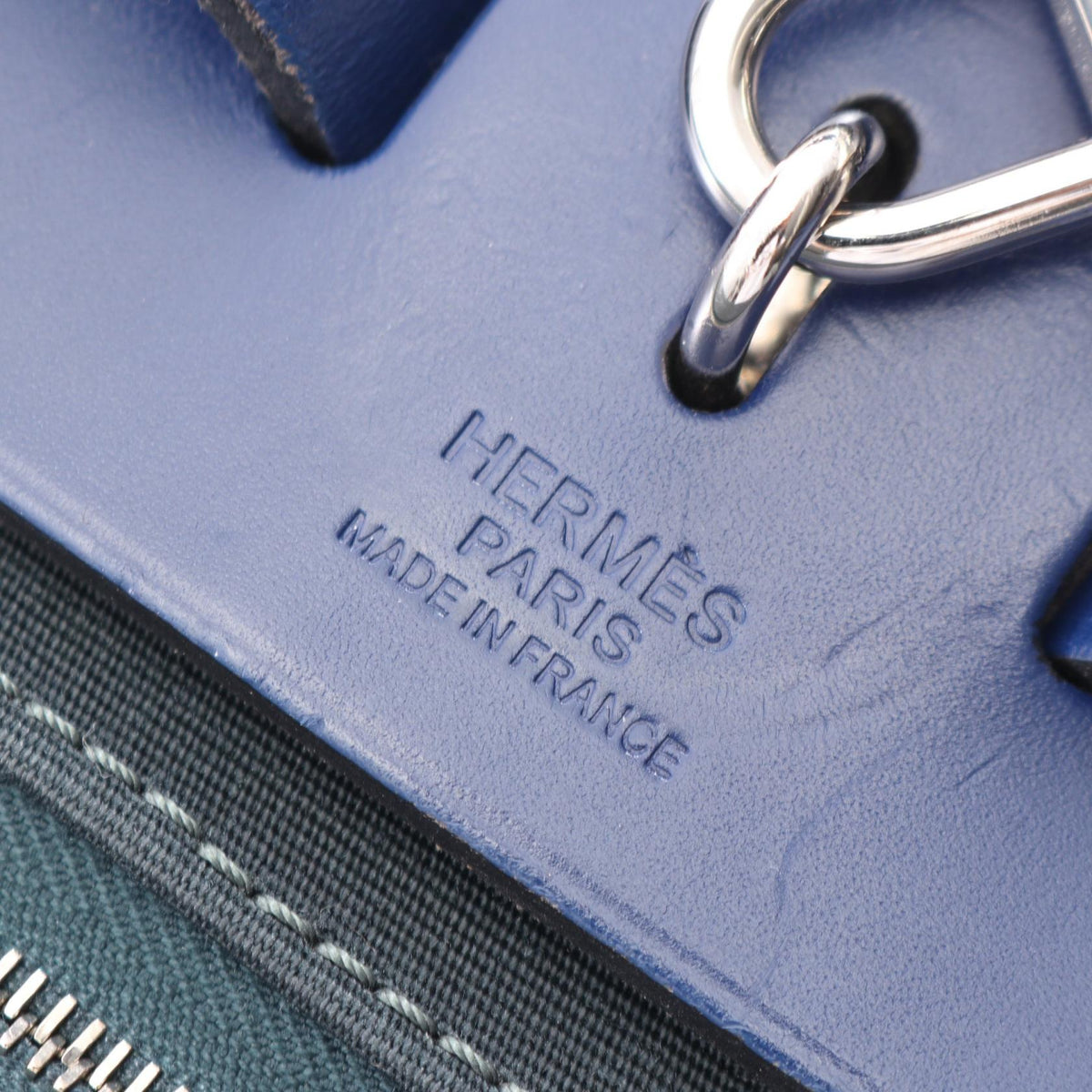 HERMES Alebag Zip PM 2WAY HandbagBlue saphir Blue saphir Green/Blue/Blue de presse Toile officier canvas Toile officier / Vache leather hunter 2101220141813