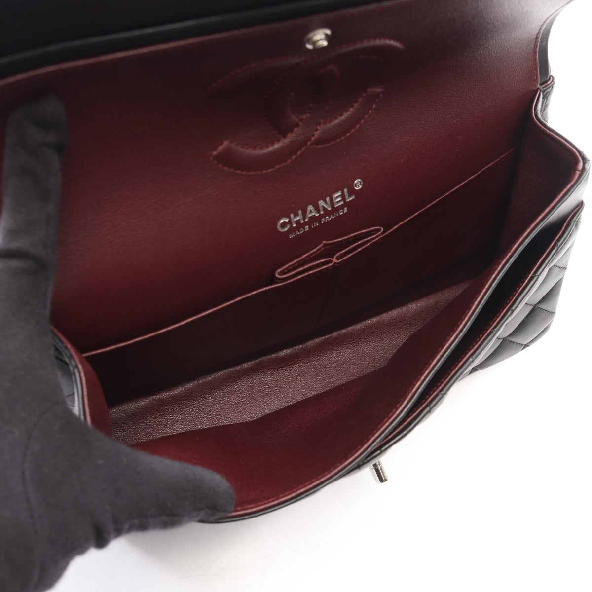 CHANEL Black Matelasse W flap Lambskin (sheep leather) 2101220059682