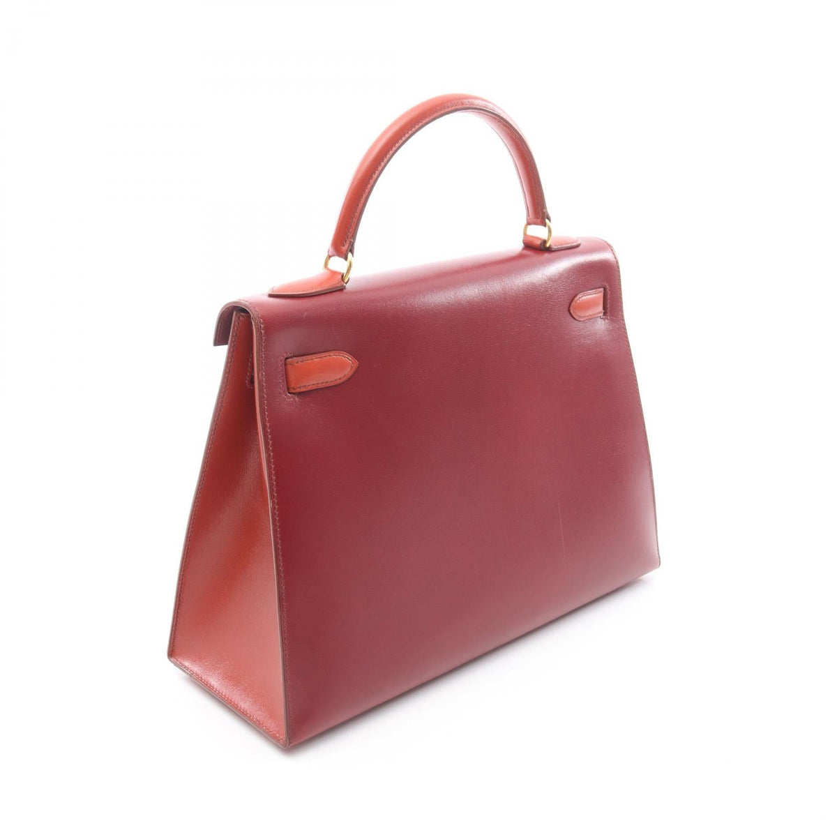 HERMES Kelly 32 Tricolor HandbagRouge H Rouge H Brown/Bordeaux/Brique Box calf leather Calfskin (cowhide) 2101219569703