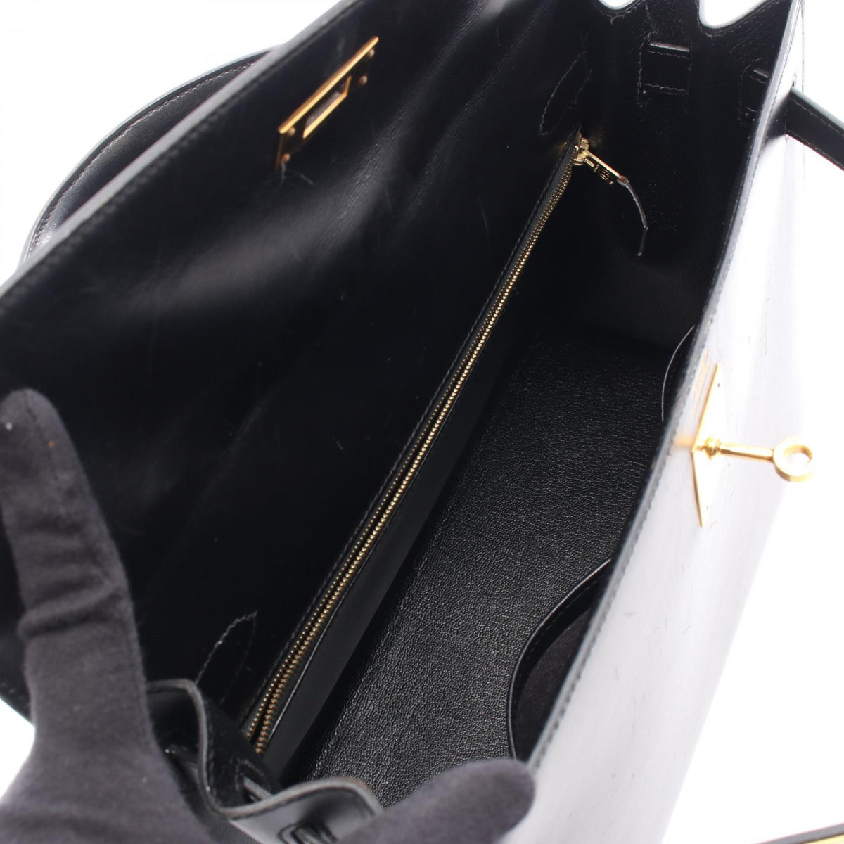 HERMES Kelly 32 Handbag Black Box calf leather Calfskin (cowhide) 2101219575360