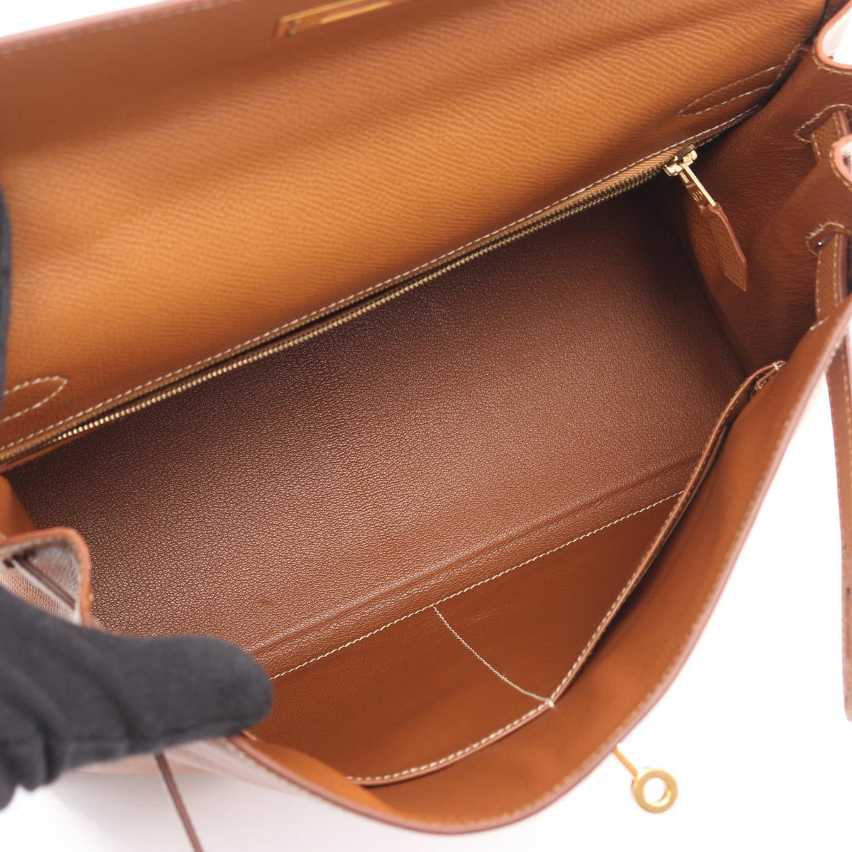 HERMES Kelly 32 HandbagGold Gold Brown Courchevel leather Courchevel 2101219591063