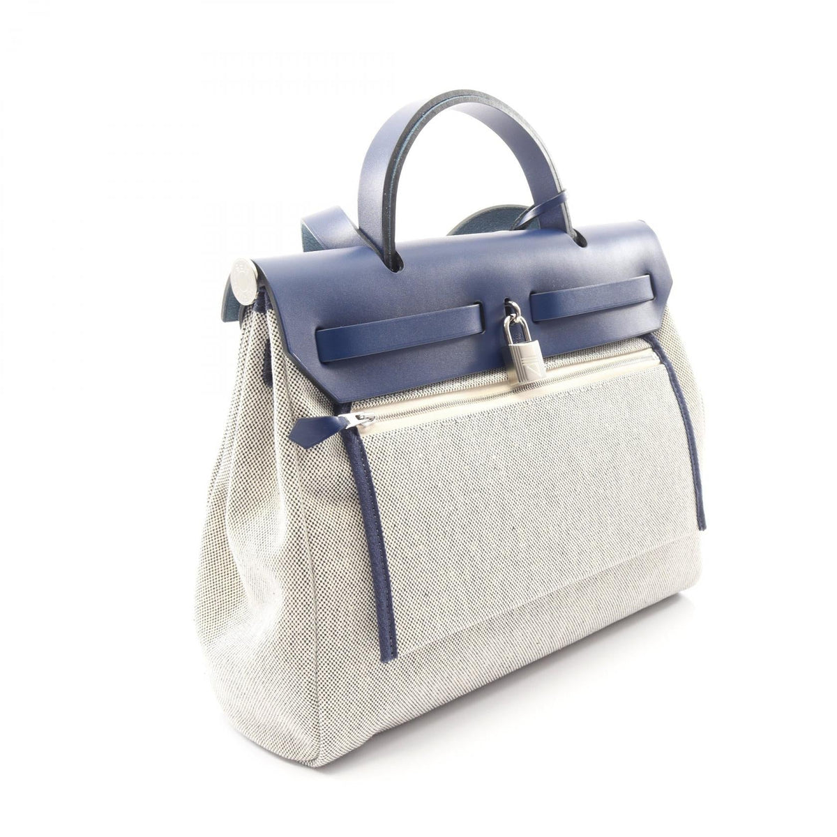 HERMES Herbag Zip PM Letourne Brides de Gala 2WAY HandbagBlue saphir Blue saphir Gray/Blue/Ecru Toile H canvas leather Toile H / Vache leather Hunter 2101219815497