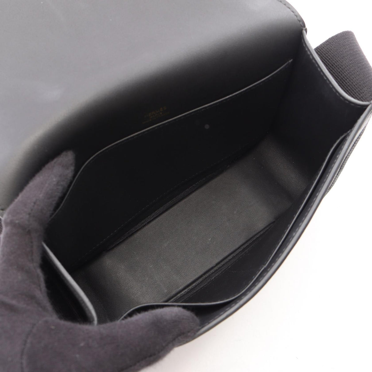 HERMES Geta Shoulder Bag Black Chevre Other Chevre 2101220055820