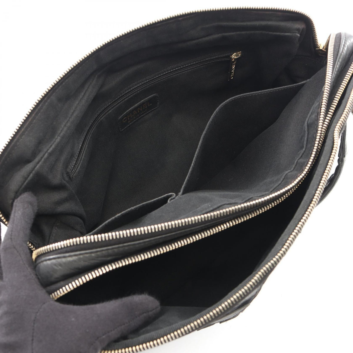 CHANEL Black canvas�leather 2120100035882