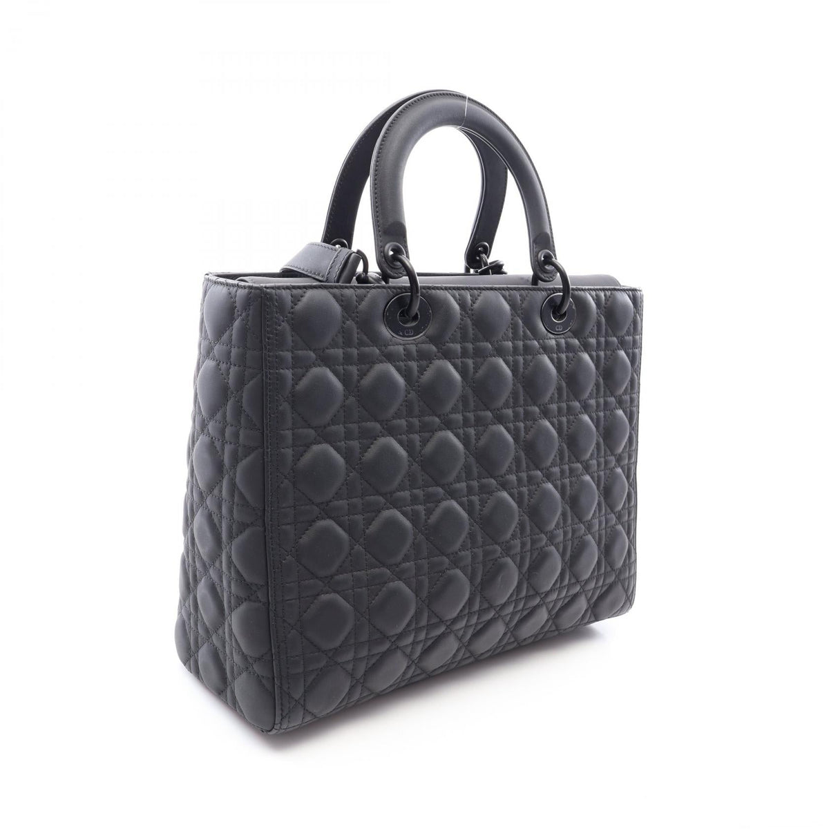 Dior Lady Christian Dior Large Cannage Matte 2-Way Handbag Black leather 2101219931777