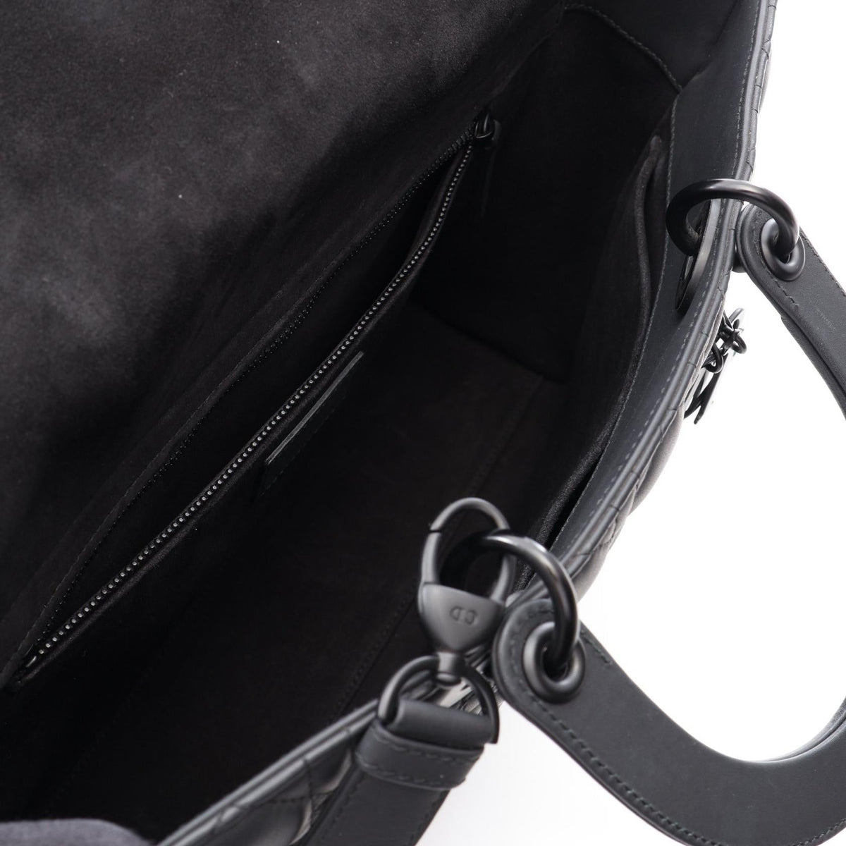 Dior Lady Christian Dior Large Cannage Matte 2-Way Handbag Black leather 2101219931777
