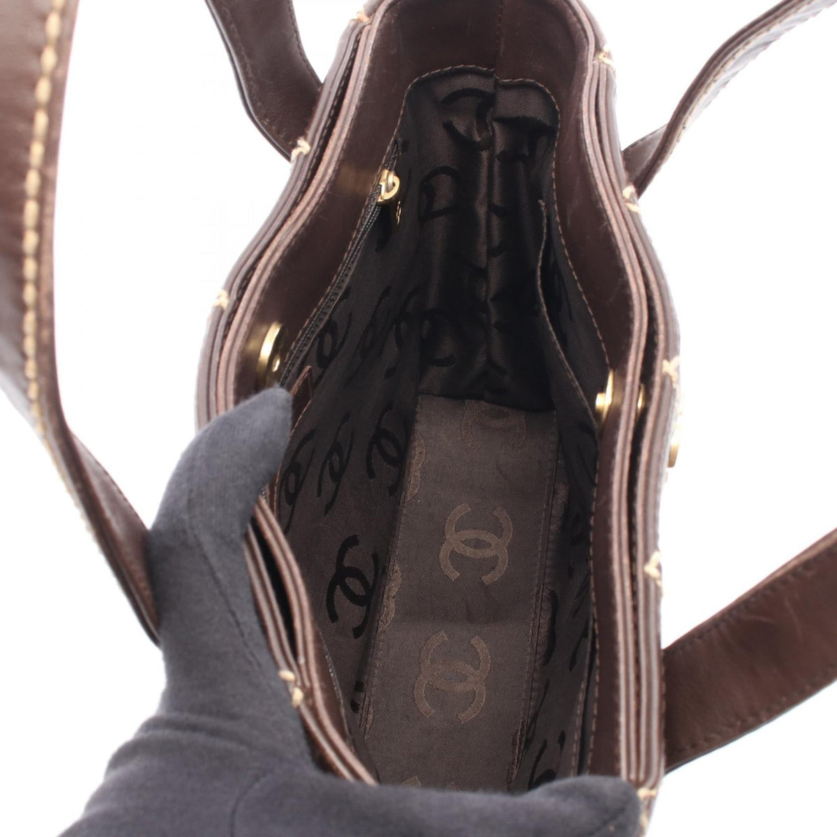 CHANEL Brown Wild stitch leather 2101219910680