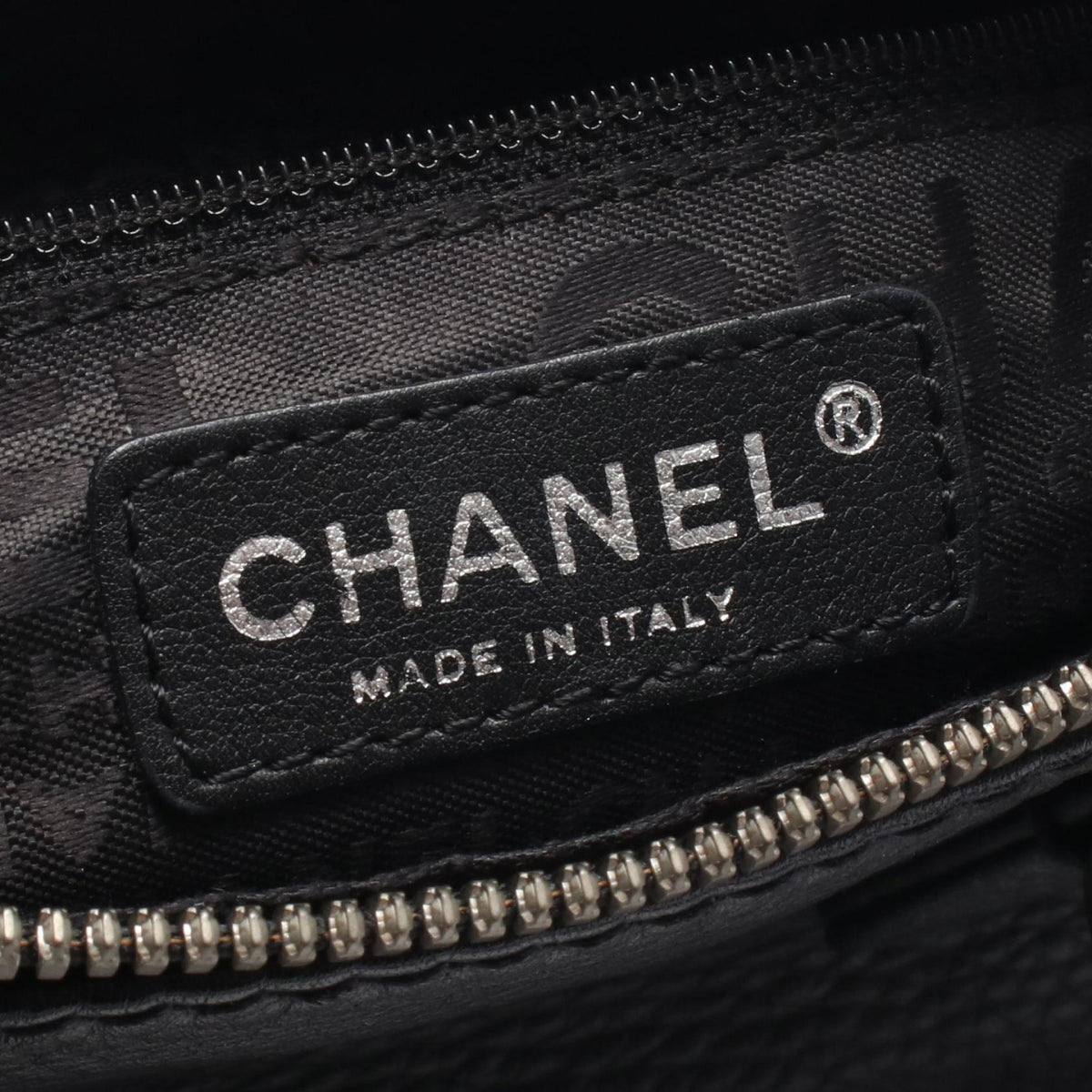 CHANEL Black logo leather 2101219939407