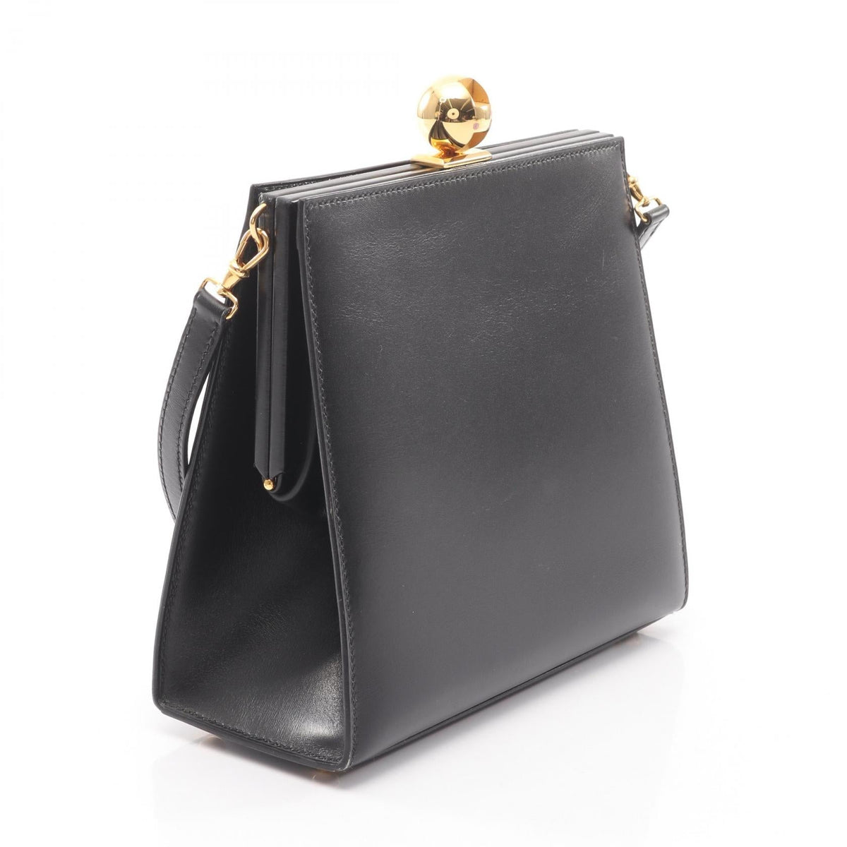 HERMES vintage Shoulder Bag Black Box calf leather Calfskin (cowhide) 2101219835365