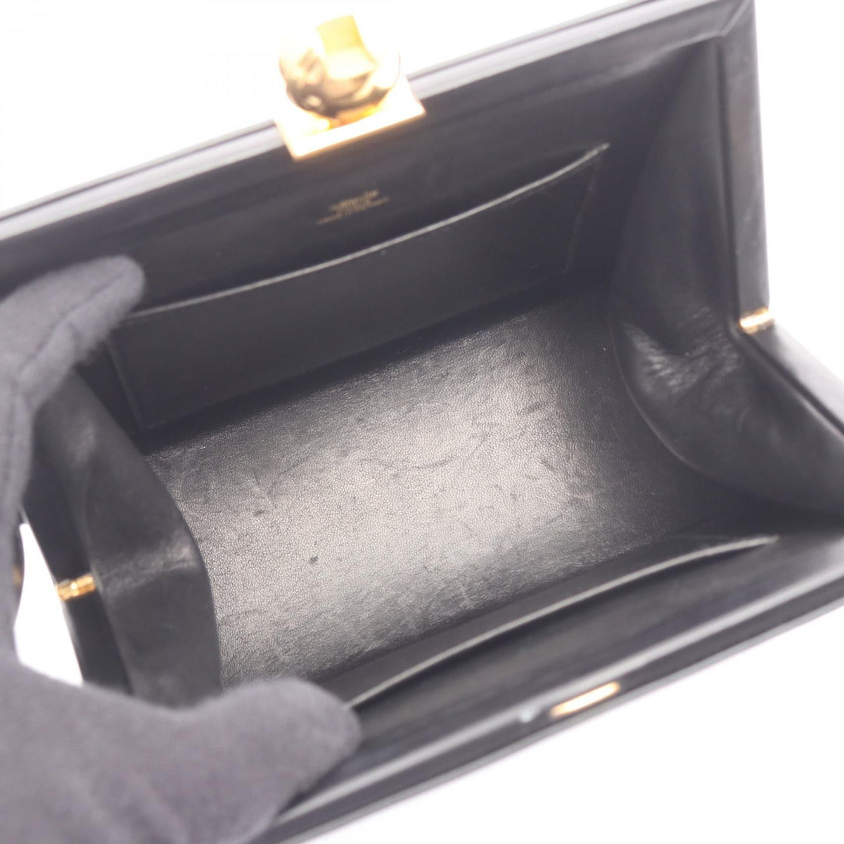 HERMES vintage Shoulder Bag Black Box calf leather Calfskin (cowhide) 2101219835365