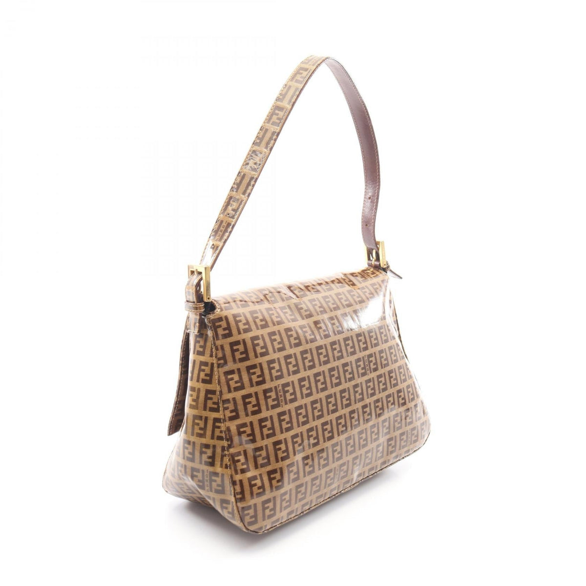 FENDI Zucchino mamma bucket Shoulder Bag Beige/Brown PVC coated canvas leather 254826325018 2121400018940