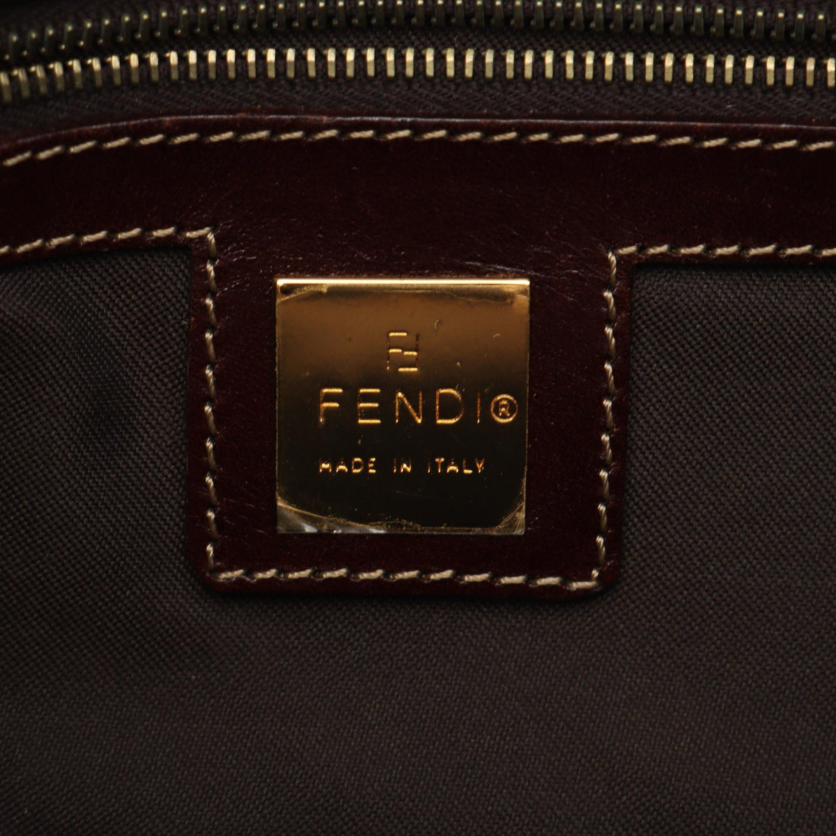 FENDI Zucchino mamma bucket Shoulder Bag Beige/Brown PVC coated canvas leather 254826325018 2121400018940