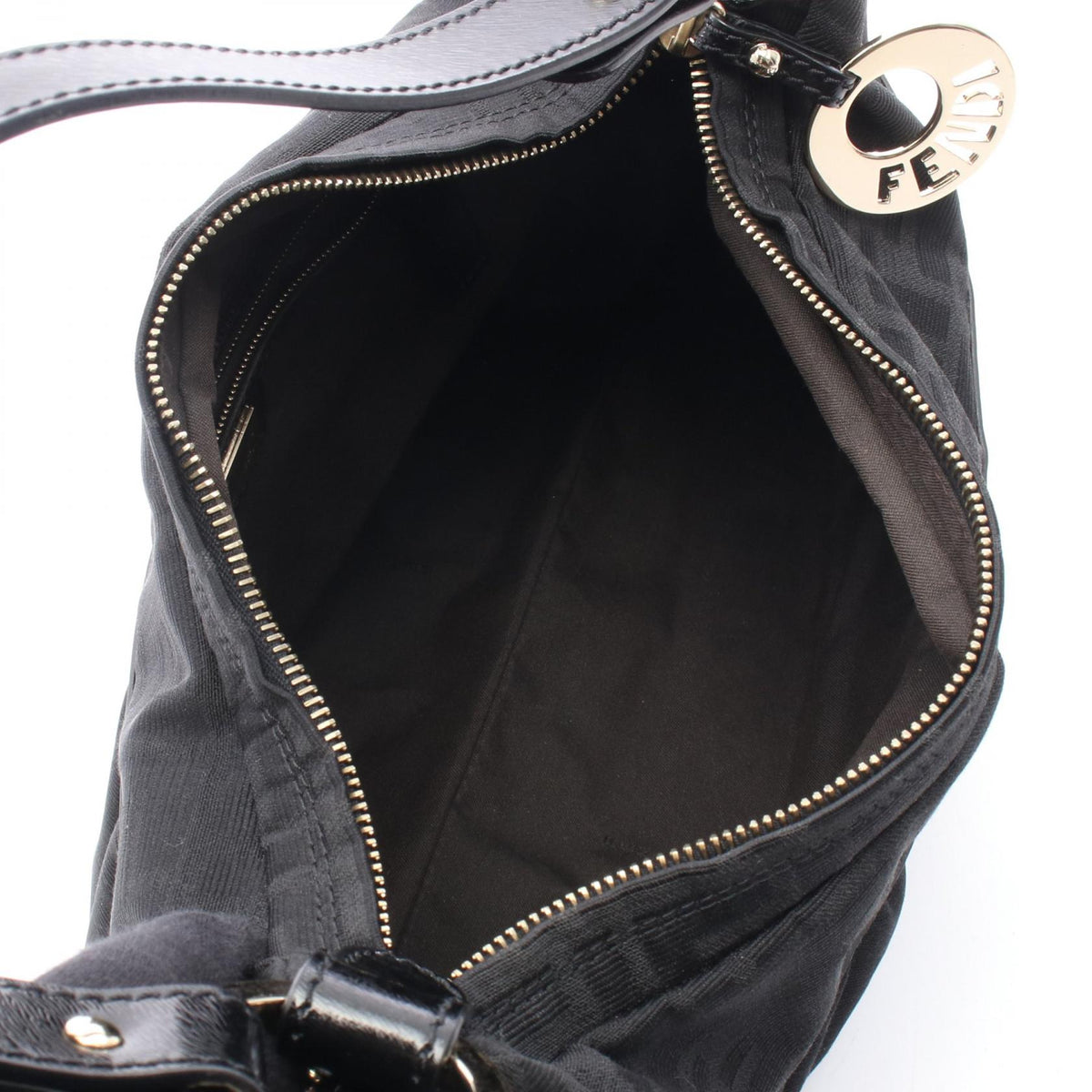FENDI Zucca Shoulder Bag Black canvas�leather 2101219995441