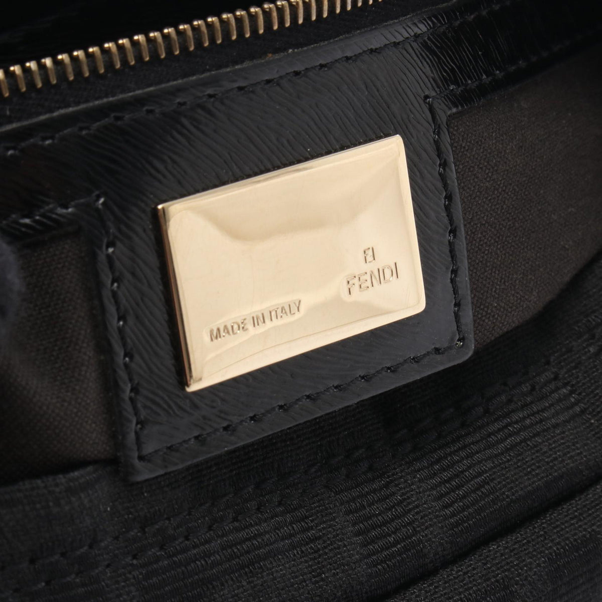 FENDI Zucca Shoulder Bag Black canvas�leather 2101219995441