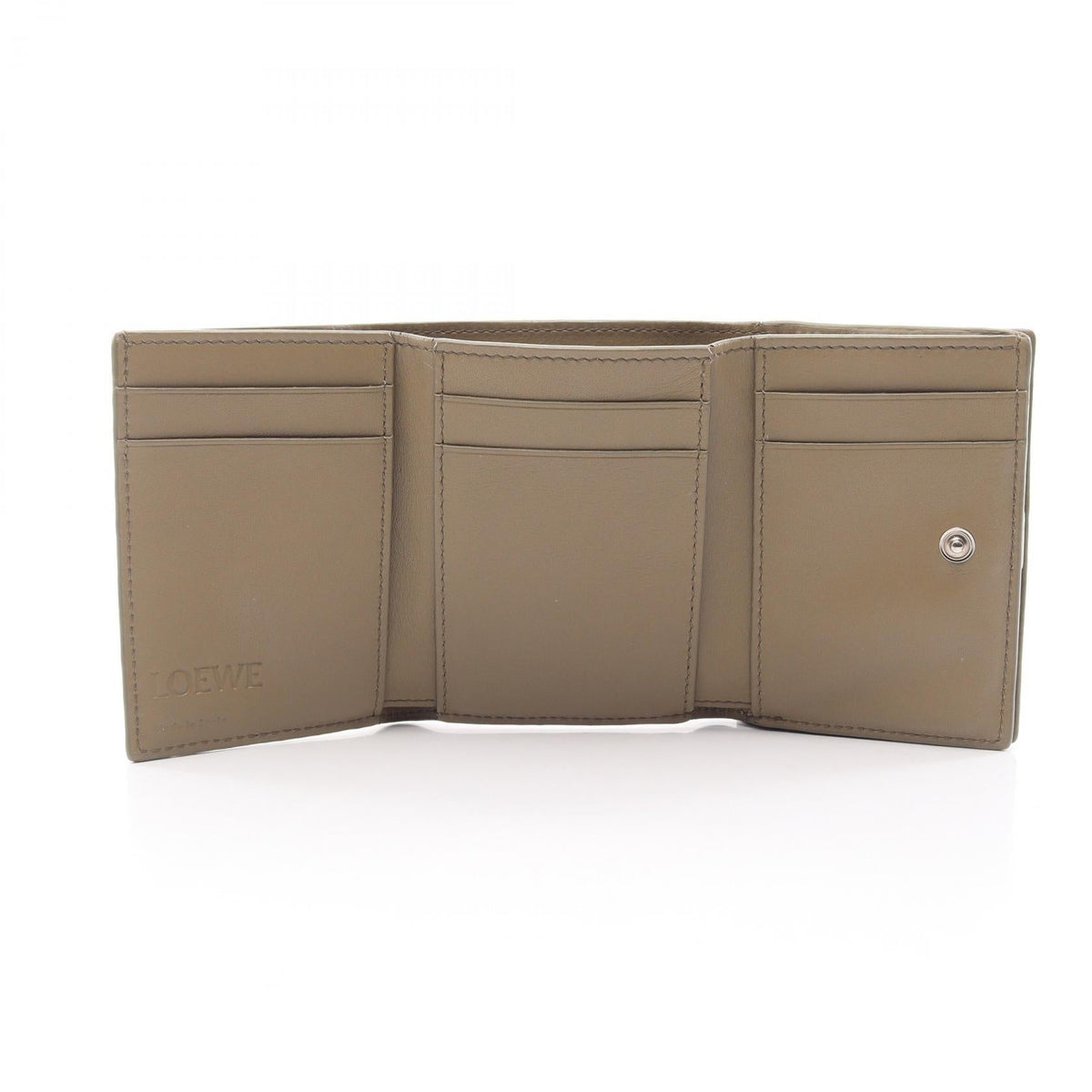 LOEWE Anagram Trifold Wallet Tri-fold wallet Beige leather 2120900136871