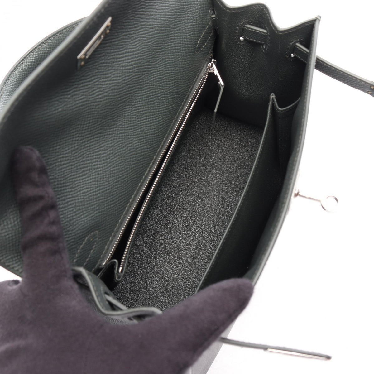 HERMES Kelly 25 Vert Mangrove, external stitching, 2-way Handbag Green Epsom Other Epsom 2104102534956