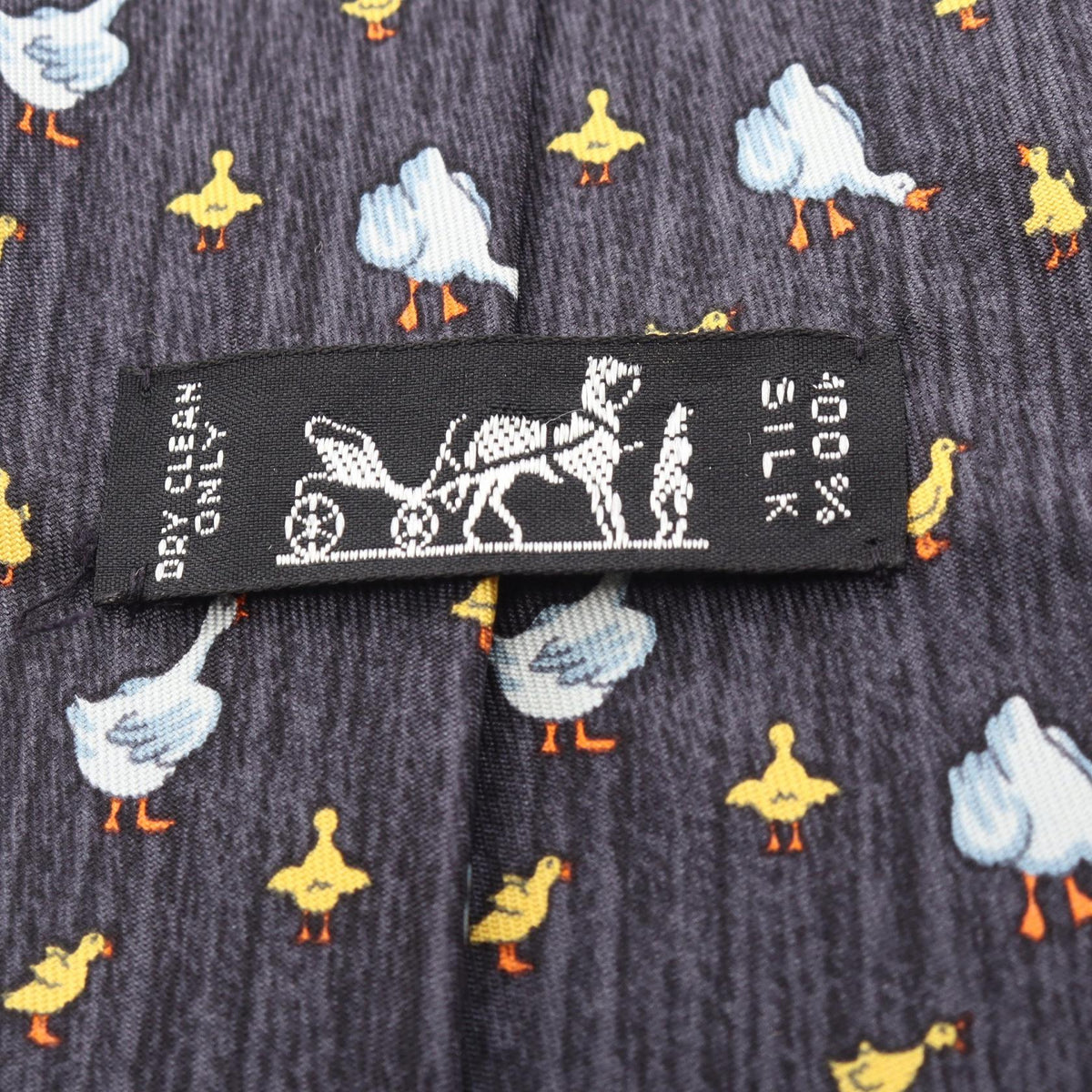 HERMES Duck pattern tieWhite White Black/White/Yellow silk silk 2101220019396