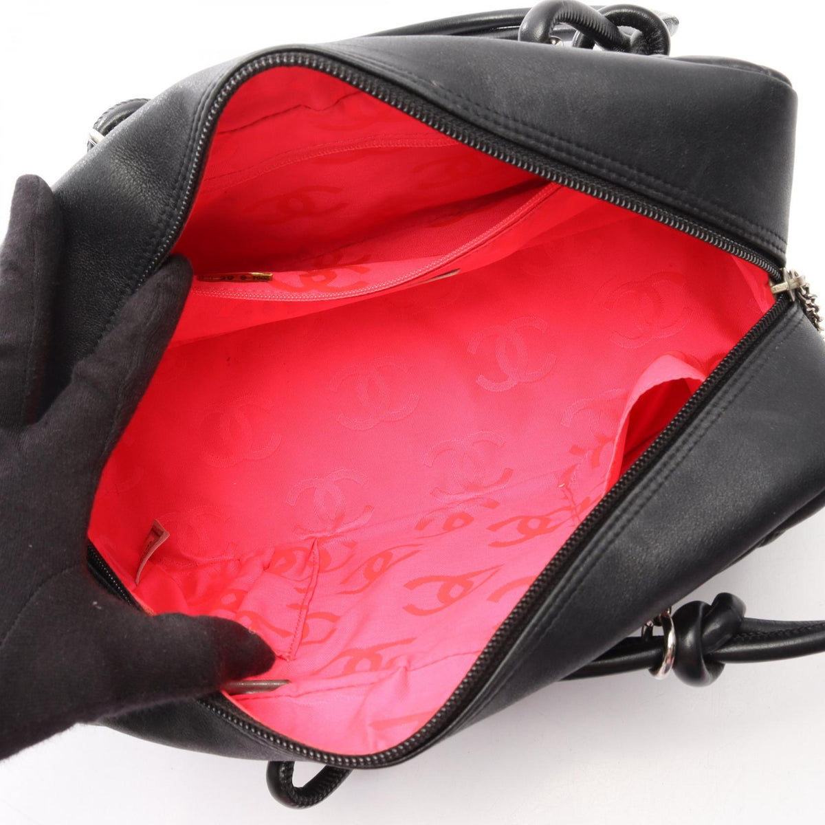 CHANEL Black Cambon line bowling bag leather A25171 2101219989785