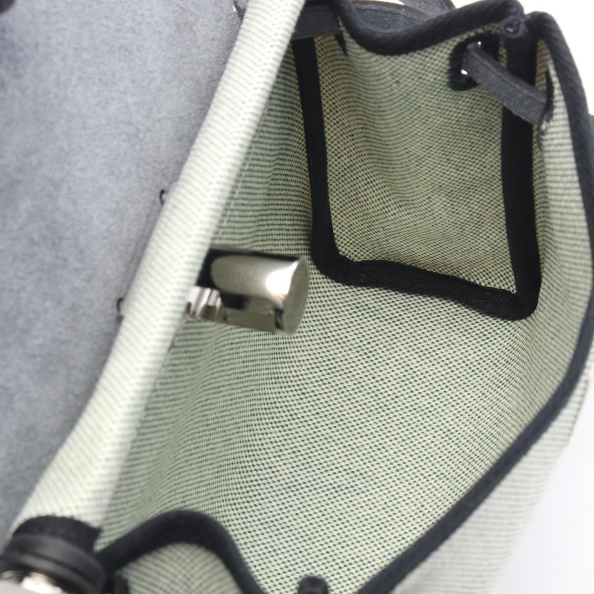 HERMES Airbag Zip Mini Shoulder Bag Green/White/Black Toile H Other Toile H / Vache leather Hunter 2104102529600