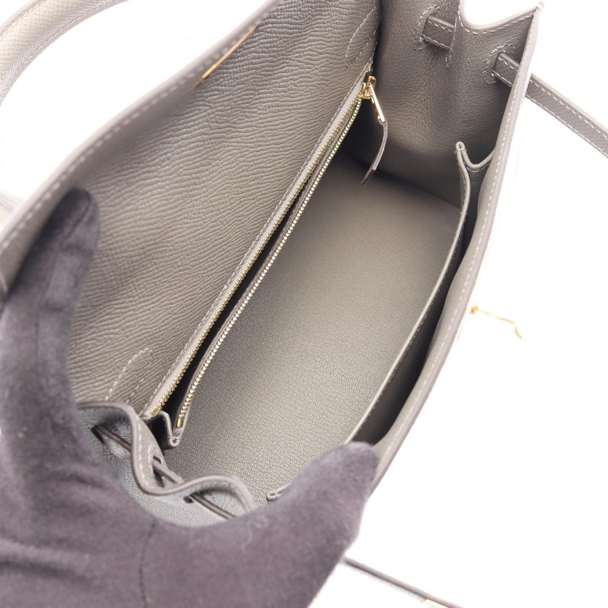 HERMES Kelly 25 (External Stitching) 2-Way HandbagGrimayer Grimayer Gray Epsom leather Epsom 2104102533171