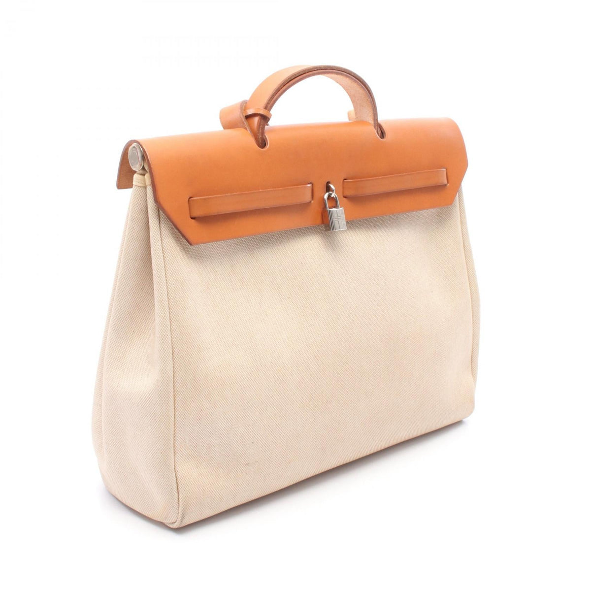 HERMES Herbag MM HandbagEcru Ecru Beige/Brown Toile H canvas leather Toile H / Vache leather Hunter 2101219991948