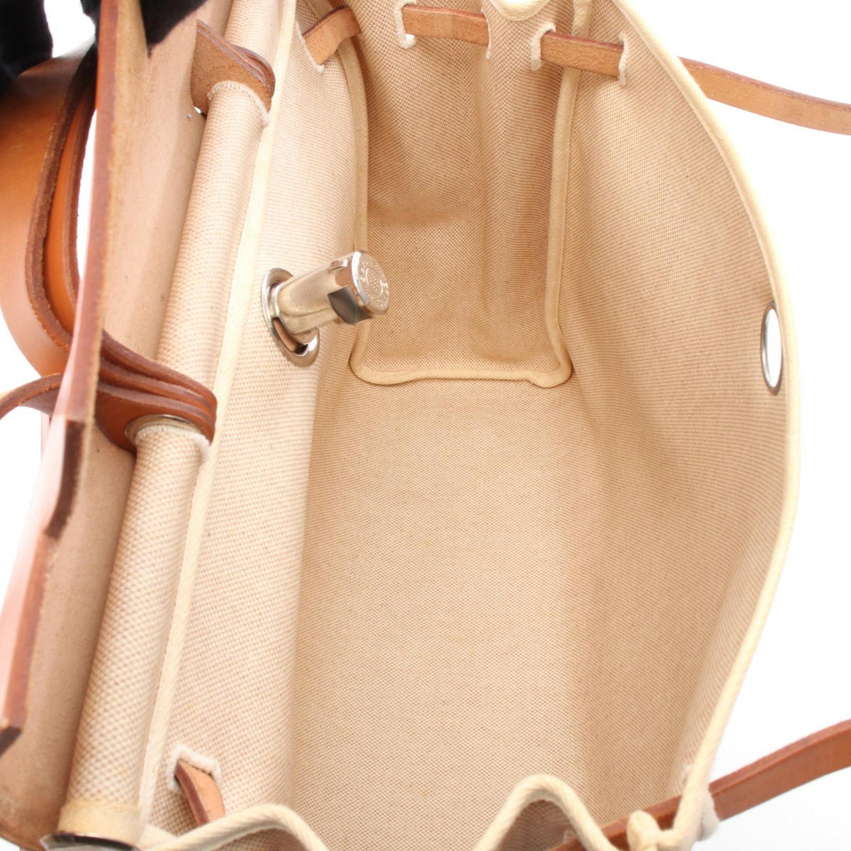 HERMES Herbag MM HandbagEcru Ecru Beige/Brown Toile H canvas leather Toile H / Vache leather Hunter 2101219991948