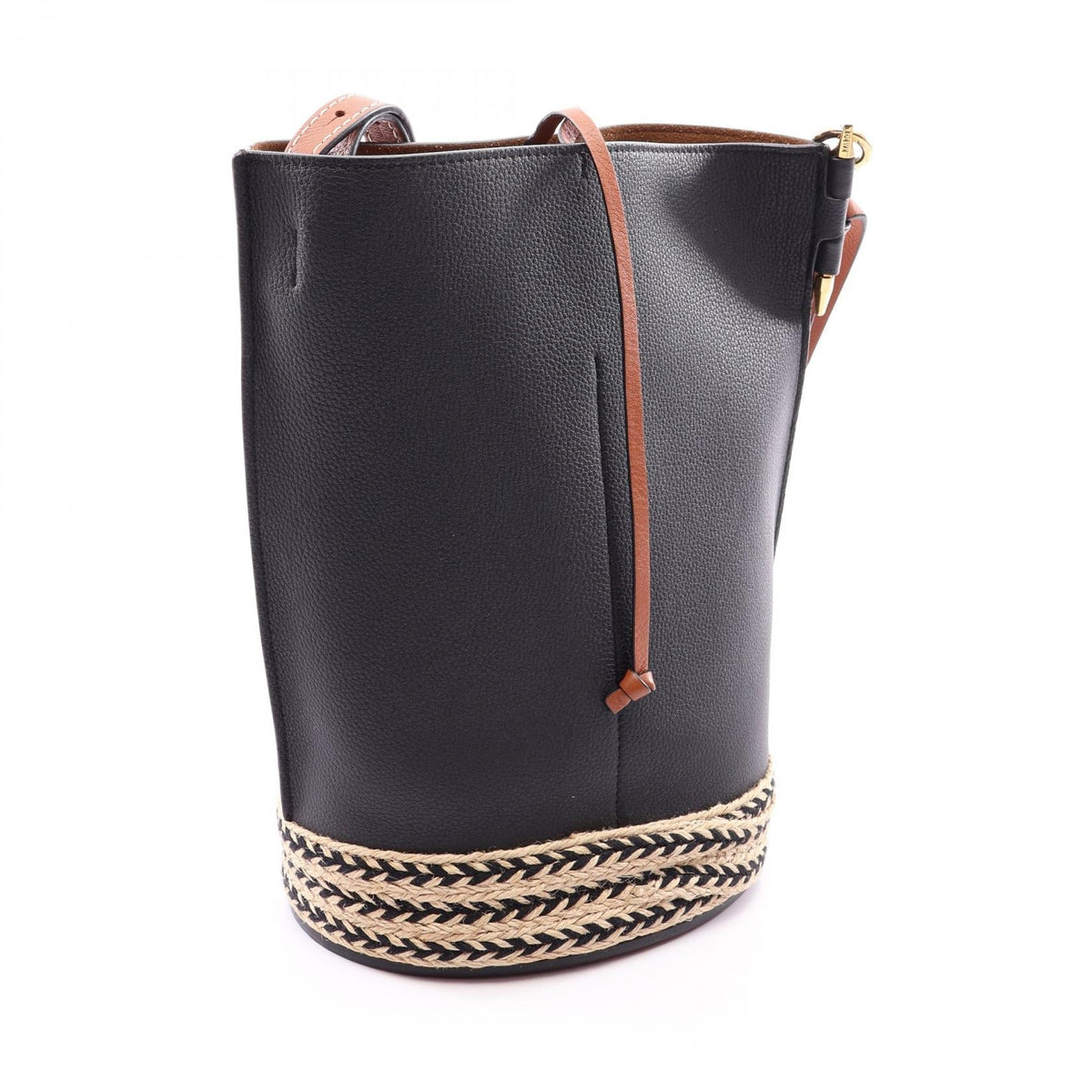 LOEWE GATE Bucket Shoulder Bag Black/Brown/Beige leather Raffia 2101219912059