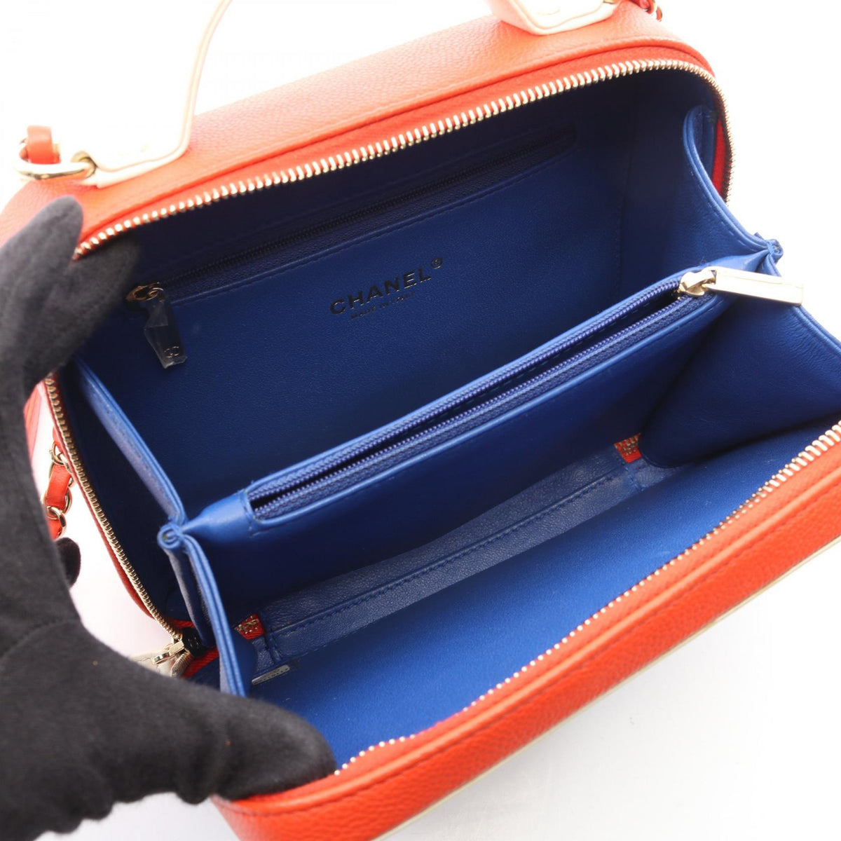 CHANEL Blue/White/Red CC Figley Vanity Bag Grained Calfskin leather 2101220074029