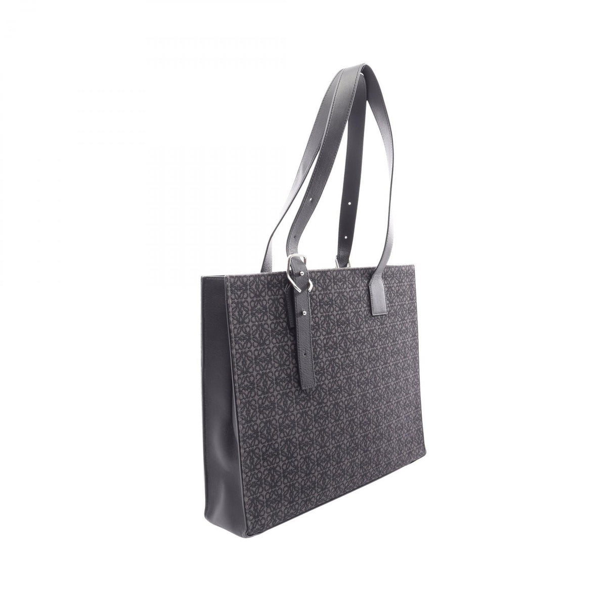 LOEWE Buckle Horizontal Anagram Tote Bag Black/Gray canvas leather 2120900122263