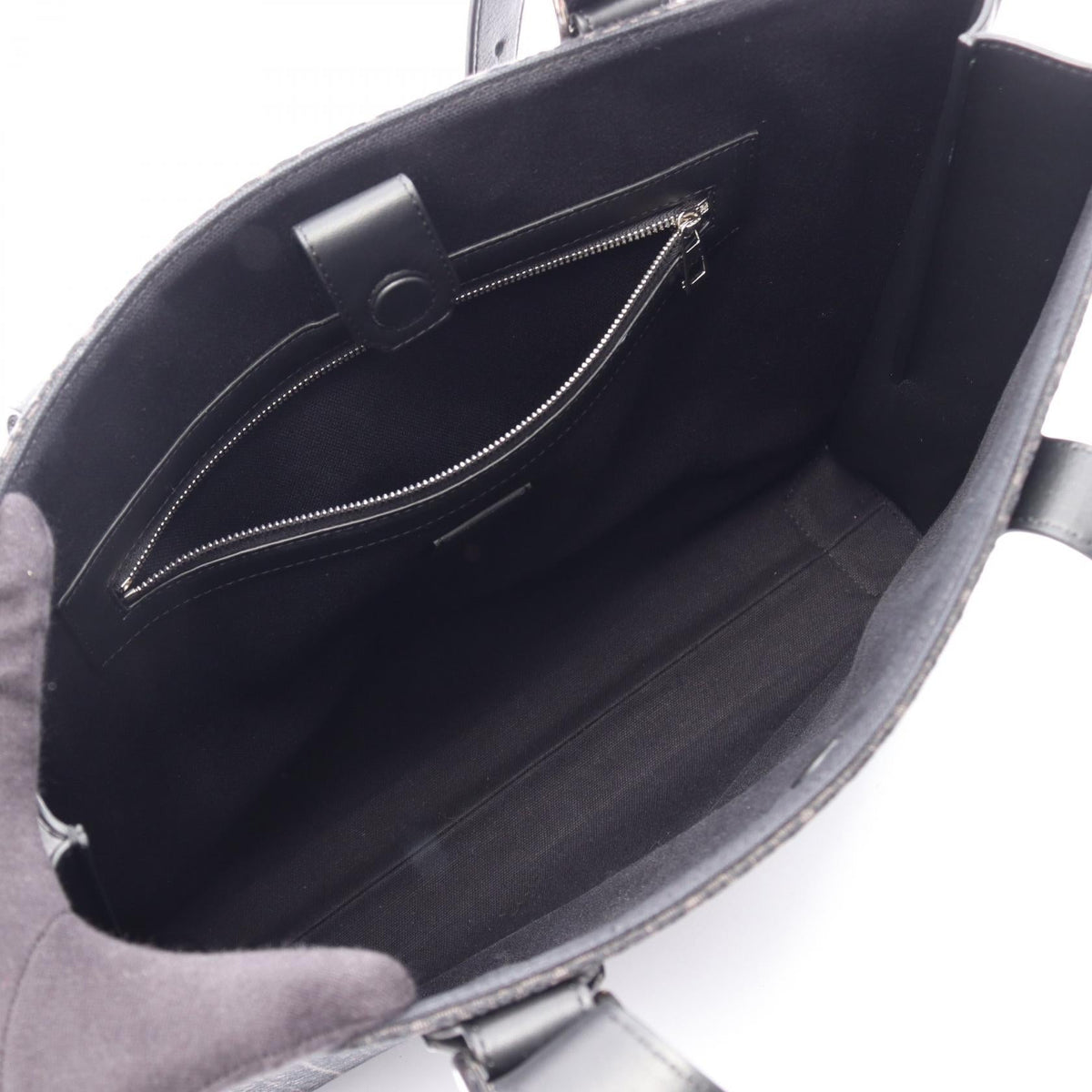 LOEWE Buckle Horizontal Anagram Tote Bag Black/Gray canvas leather 2120900122263