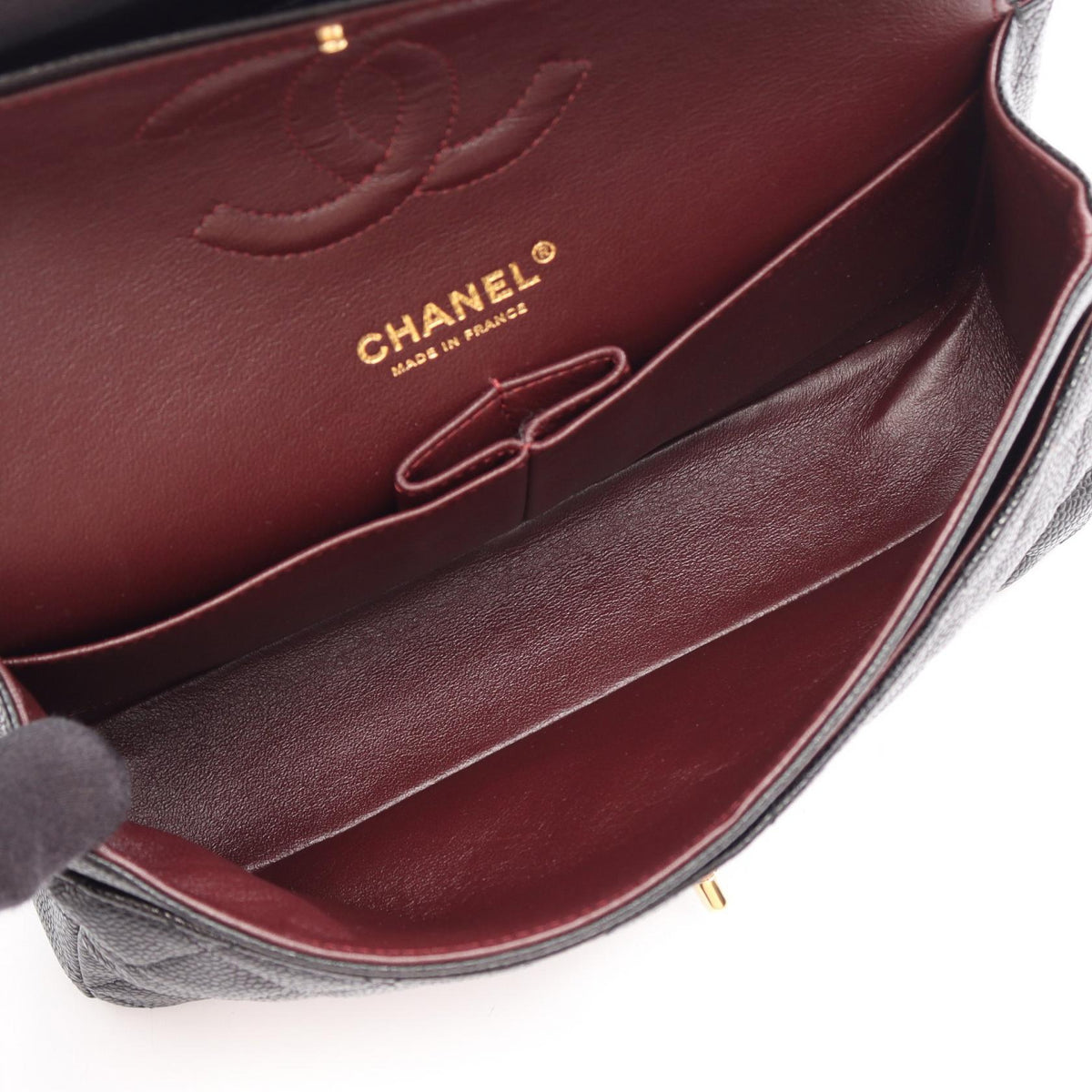 CHANEL Black Matelasse W flap Grained Calfskin leather 2106800638493