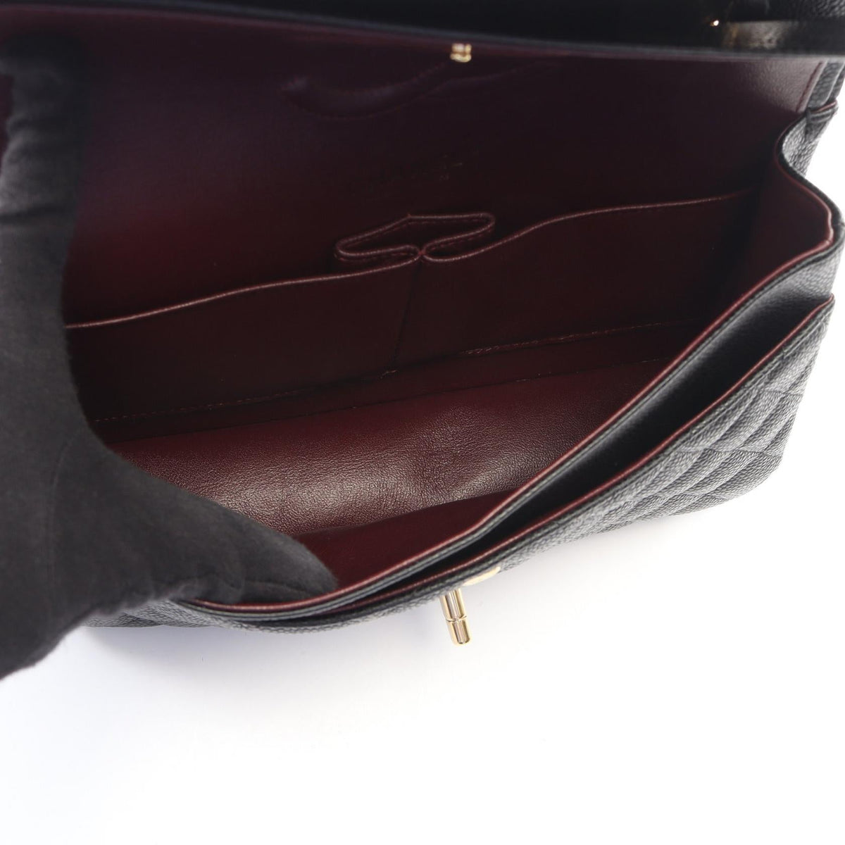 CHANEL Black Matelasse W flap Grained Calfskin leather 2101220037123